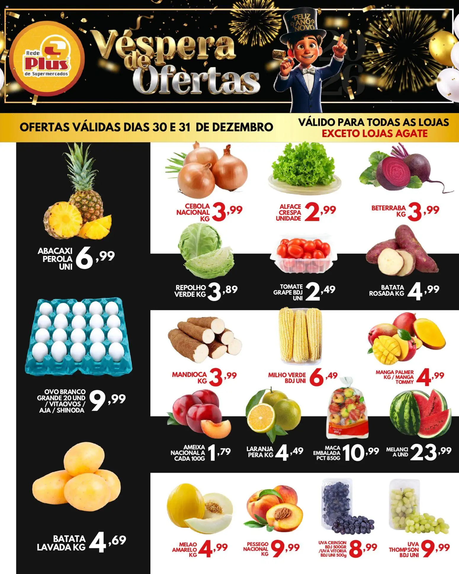 Rede Plus Supermercados Folheto - válido de 30.12.2025 | Página: 4 | Produtos: Cebola, Mandioca, Repolho, Ameixa