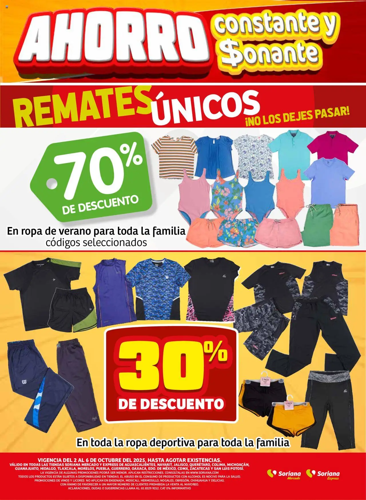 Nuevas ofertas de Soriana válidas en toda la República Mexicana desde el 02.10.2025. ¡Encuentra las mejores ofertas en Soriana - Fin de Semana Mercado: Ags, Nay, Jal, Qro, Col, Mich, Gto, Hgo, Tlax, Mor, Pue, Gro, Oax, Edo. de Mex, CDMX, Zac y SLP! | Página: 10 | Productos: Ropa