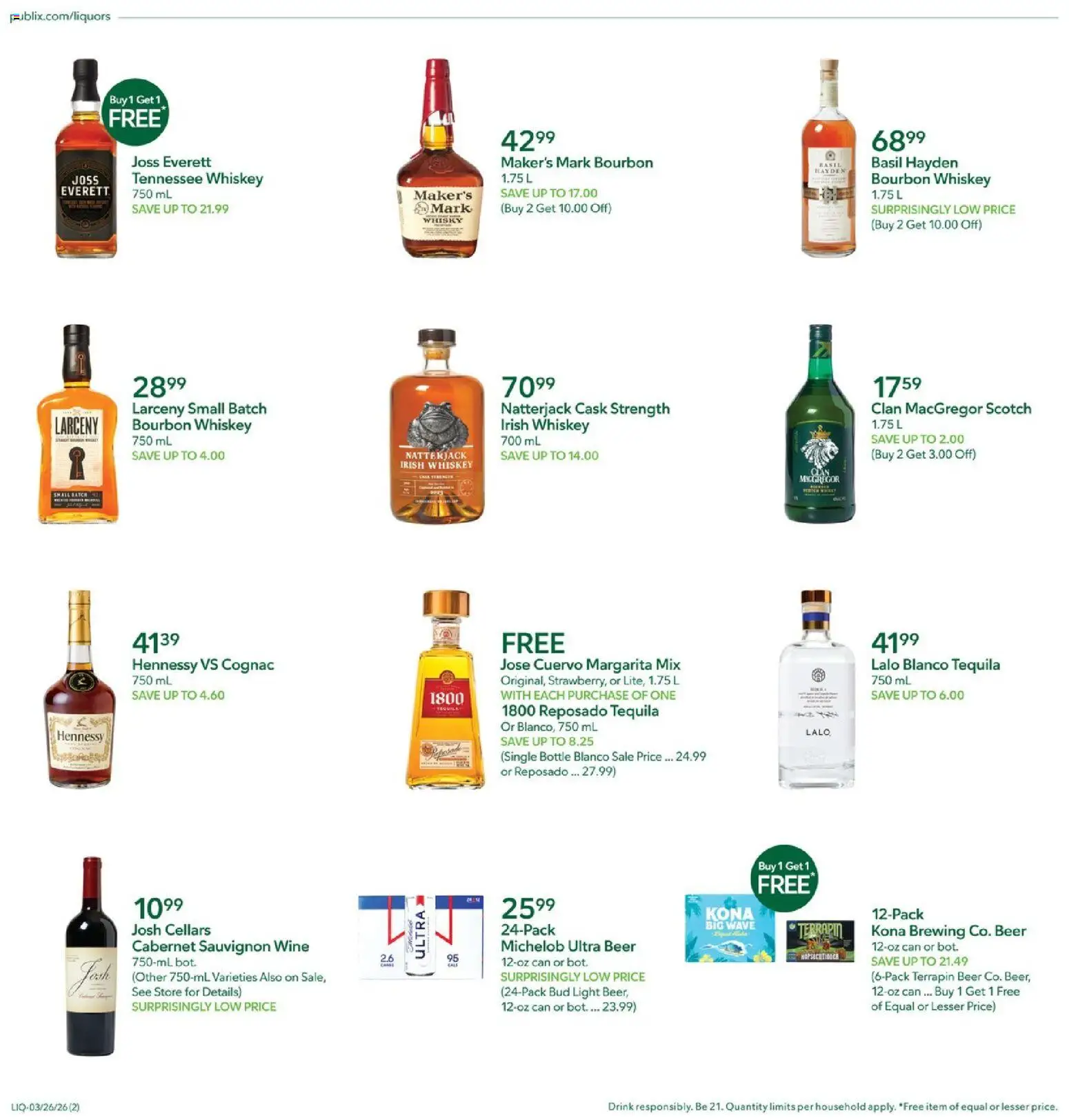 Publix - Leaflet - valid from 26.03.2026 | Page: 2 | Products: Wine, Beer, Bourbon, Whiskey