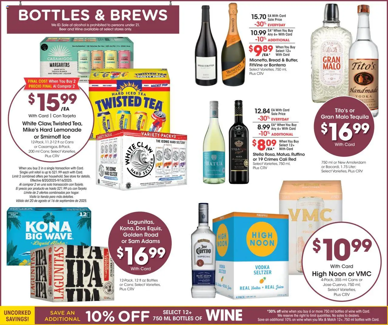 Ralphs Weekly Ad - valid from 20.08.2025 | Page: 11 | Products: Bread, Wine, Pineapple, Hat