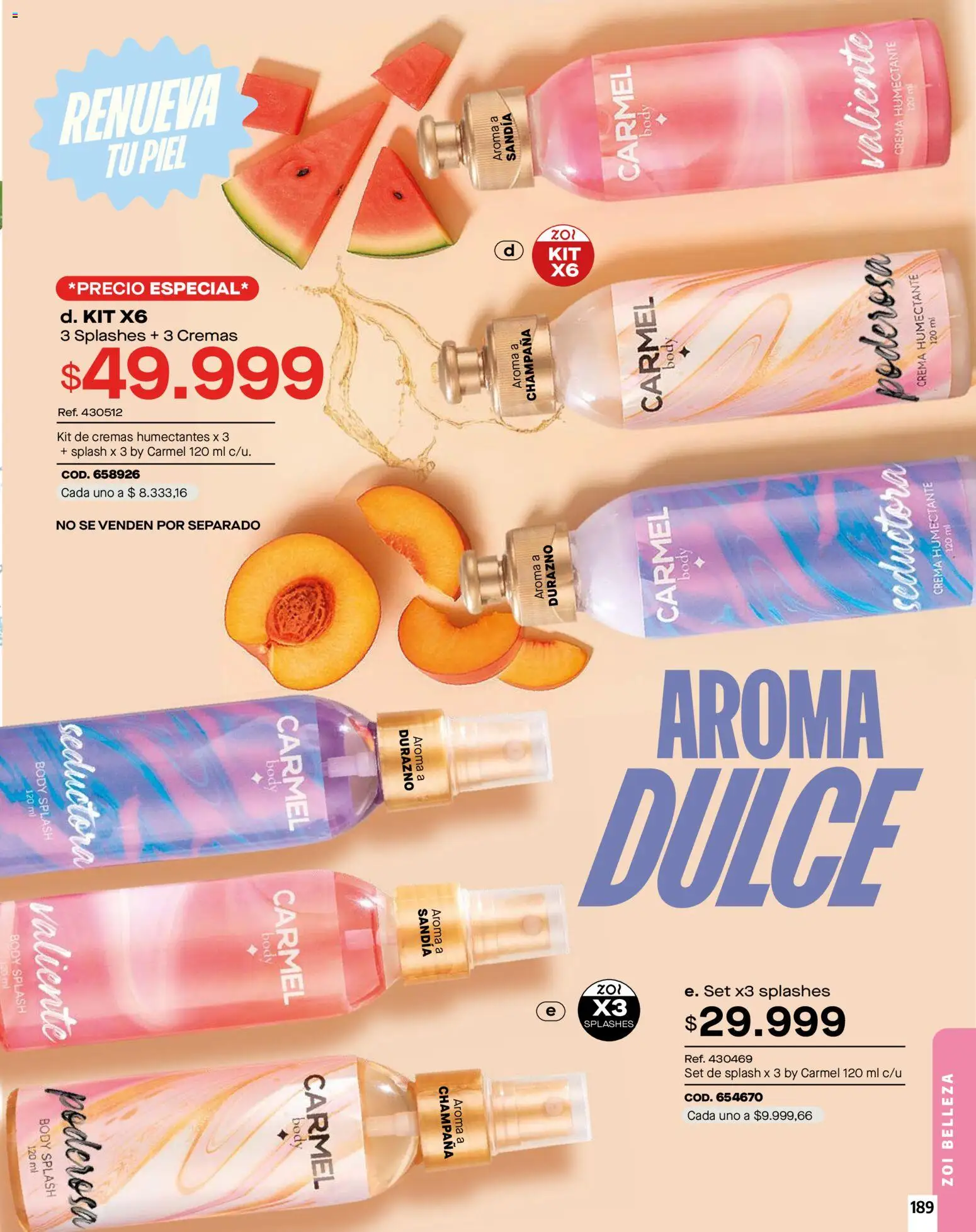 Carmel revista - valida desde el 01.02.2026 | Página: 189 | Productos: Crema, Body, Champaña, Durazno