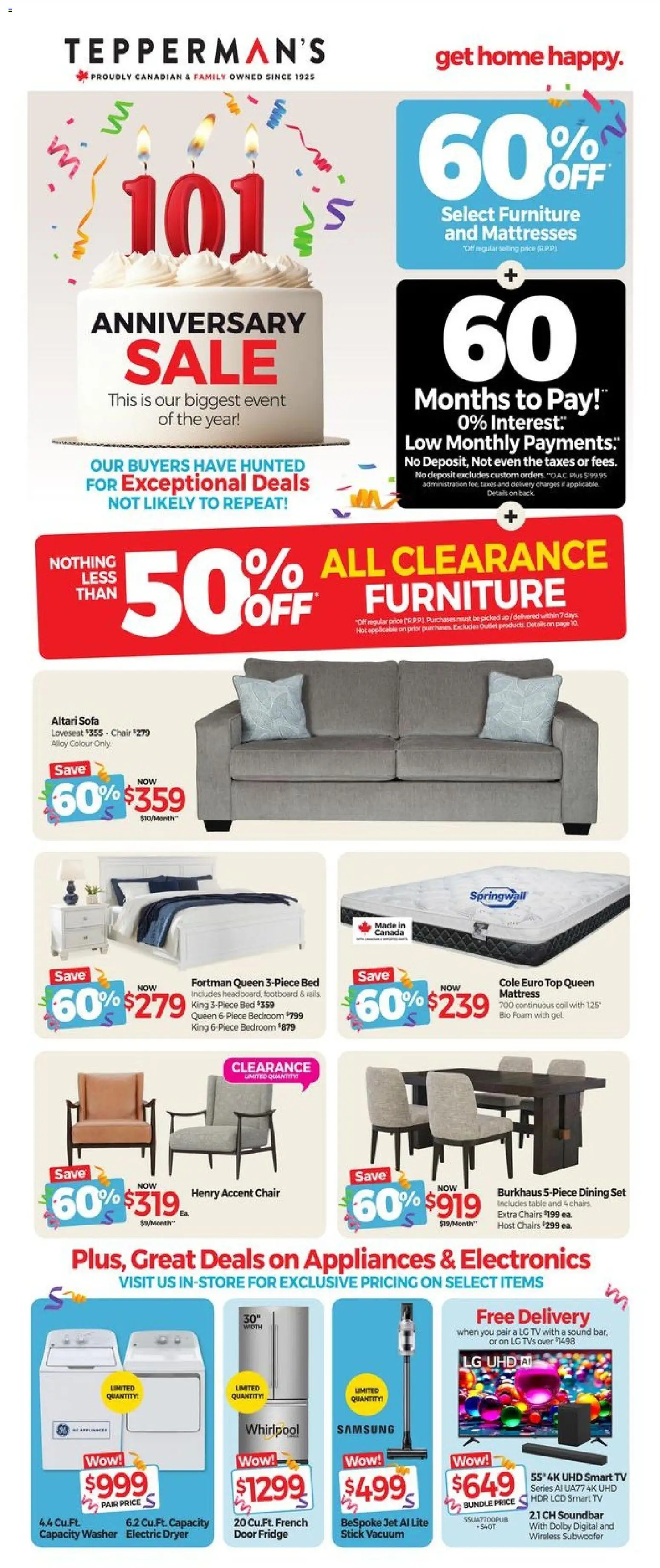 Tepperman's flyer valid from 13.03.2026 | Page: 1 | Products: Bed, Mattress, Sofa, Table