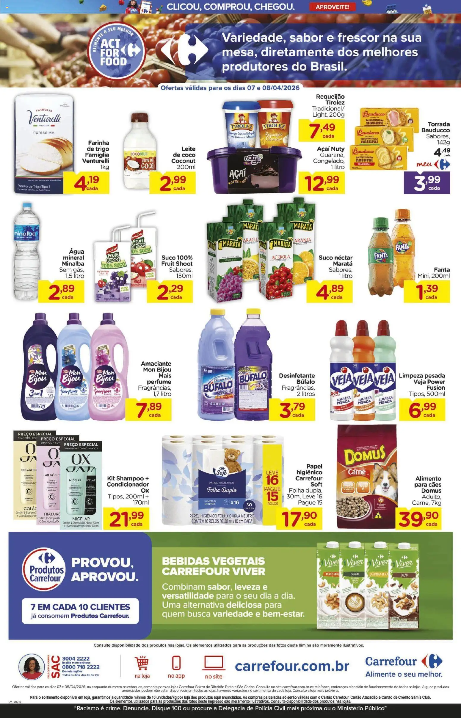 Carrefour Bairro Folheto - válido de 07.04.2026 | Página: 3 | Produtos: Coco, Farinha de trigo, Minalba, Carne