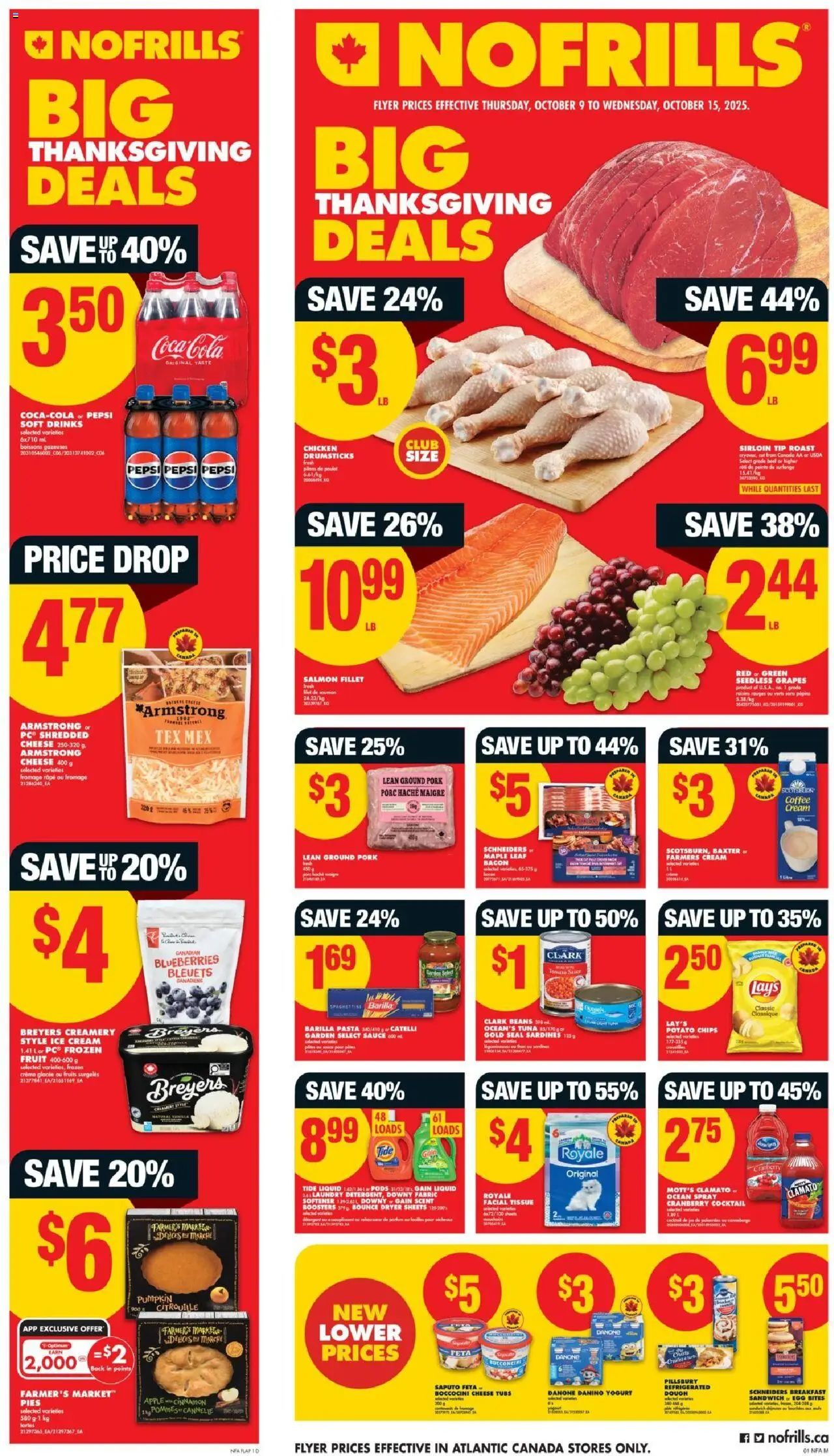 No Frills flyer valid from 09.10.2025 | Page: 1 | Products: Pasta, Fabric softener, Yogurt, Pumpkin