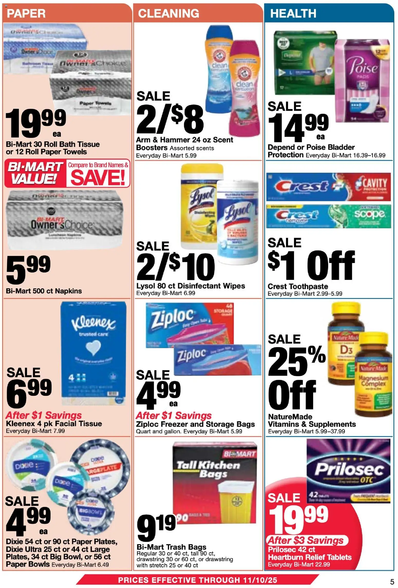 Bi-Mart Weekly Ad - valid from 28.10.2025 | Page: 5 | Products: Magnesium, Bath, Hammer, Freezer