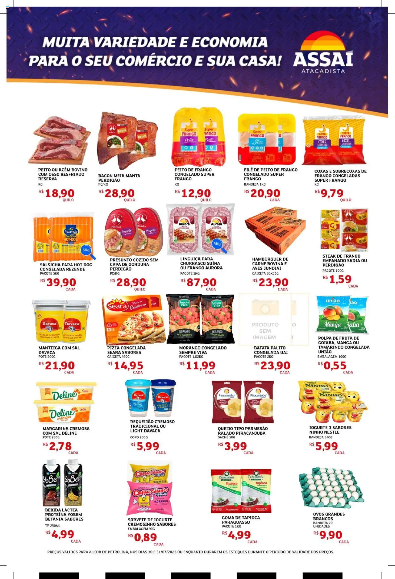Assaí Atacadista Folheto - válido de 30.07.2025 | Página: 3 | Produtos: Ovos, Hambúrguer, Sorvete, Frango