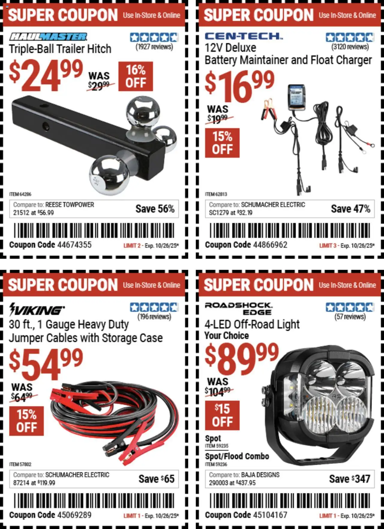 Harbor Freight Coupon Deals - valid from 13.10.2025 | Page: 5 | Products: Battery, Charger, Case