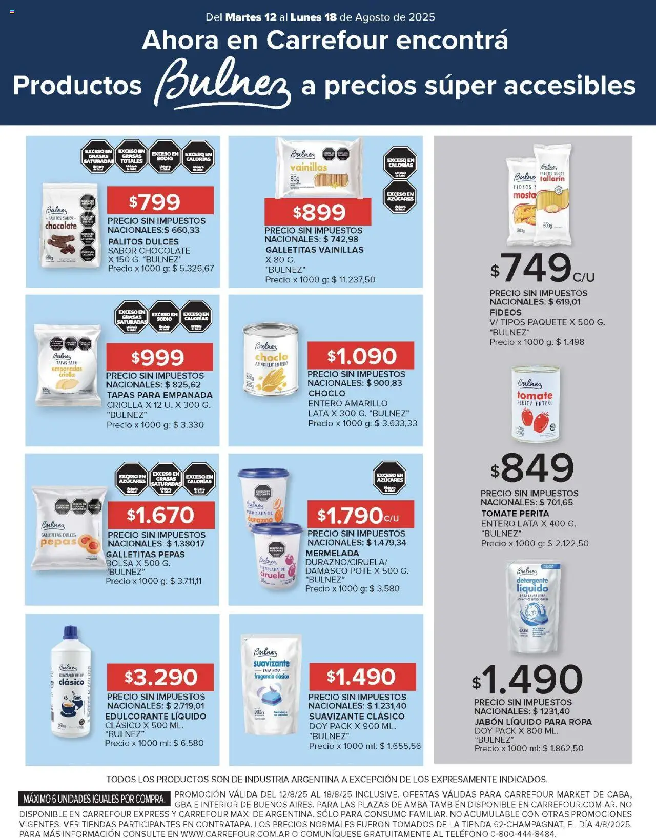 Carrefour Market catálogo - CABA │ válido desde el 12.08.2025 | Página: 13 | Productos: Galletitas, Choclo, Chocolate, Mermelada