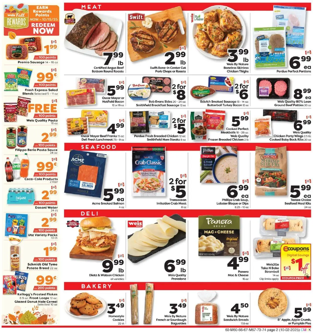 Weis Weekly Circular - VA - valid from 02.10.2025 | Page: 2 | Products: Bakery, Cheese, Sauce, Pumpkin
