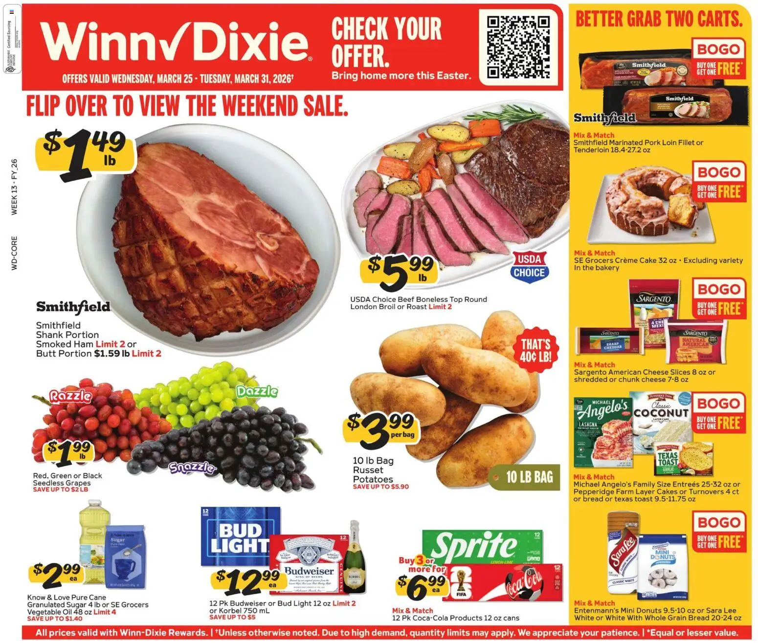 Winn Dixie Weekly Circular - FL - valid from 25.03.2026 | Page: 1 | Products: Bakery, Cheese, Oil, Ham