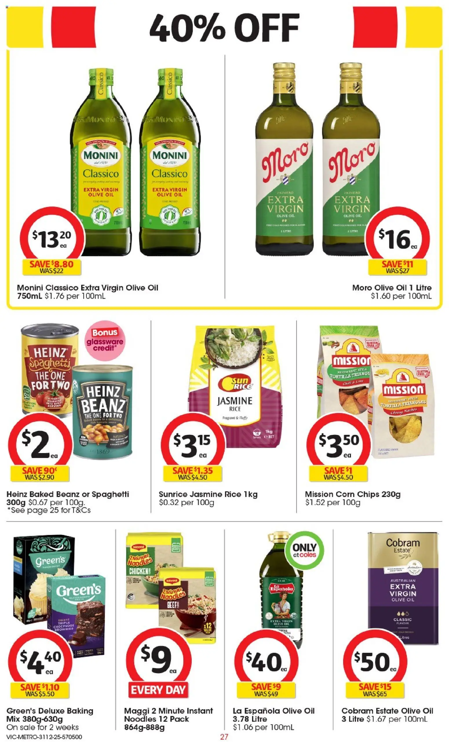 Coles catalogue - valid from 31.12.2025 | Page: 28 | Products: Oil, Rice, Noodles, Chips