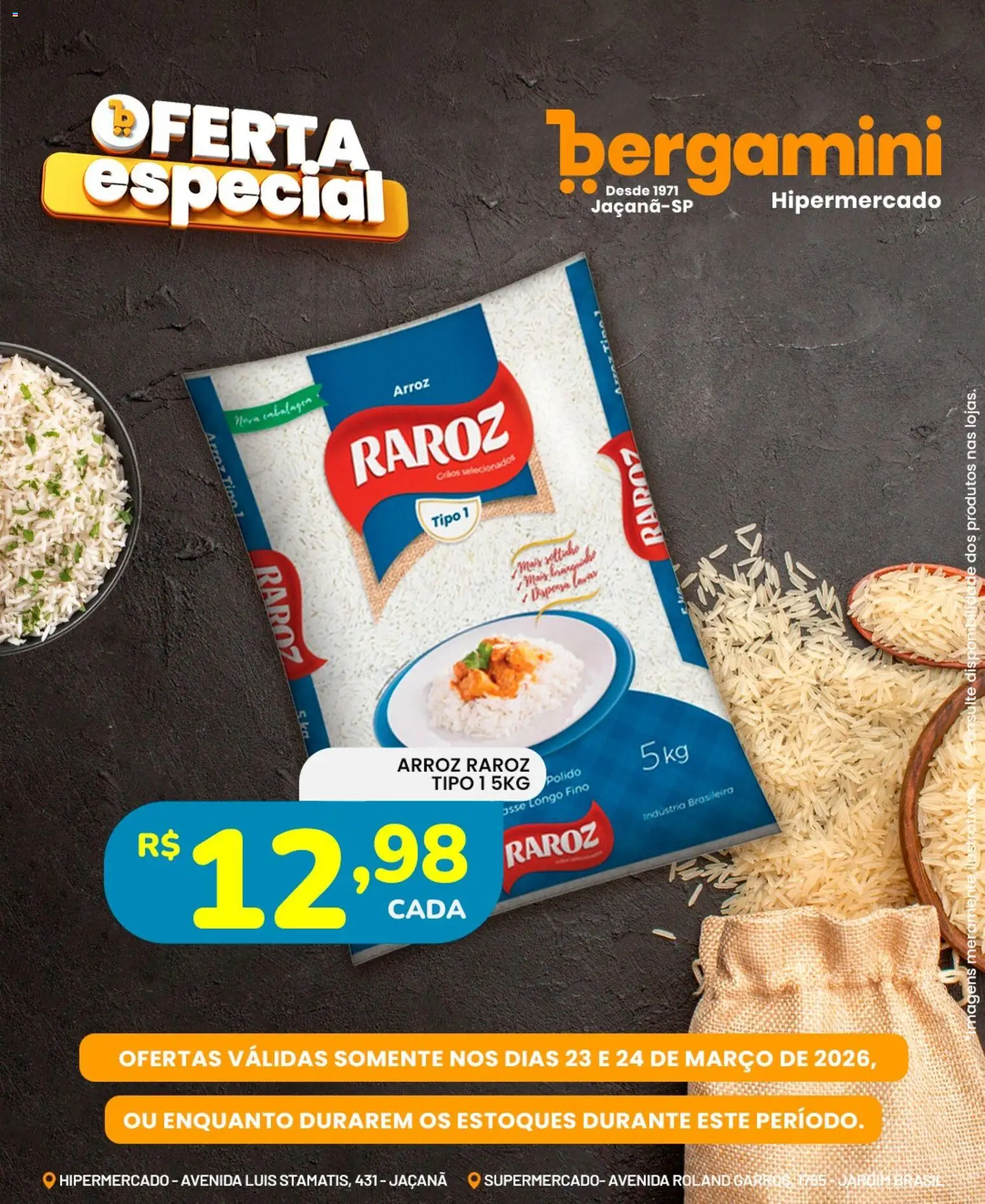 Supermercado Bergamini Folheto - válido de 23.03.2026 | Página: 1 | Produtos: Arroz