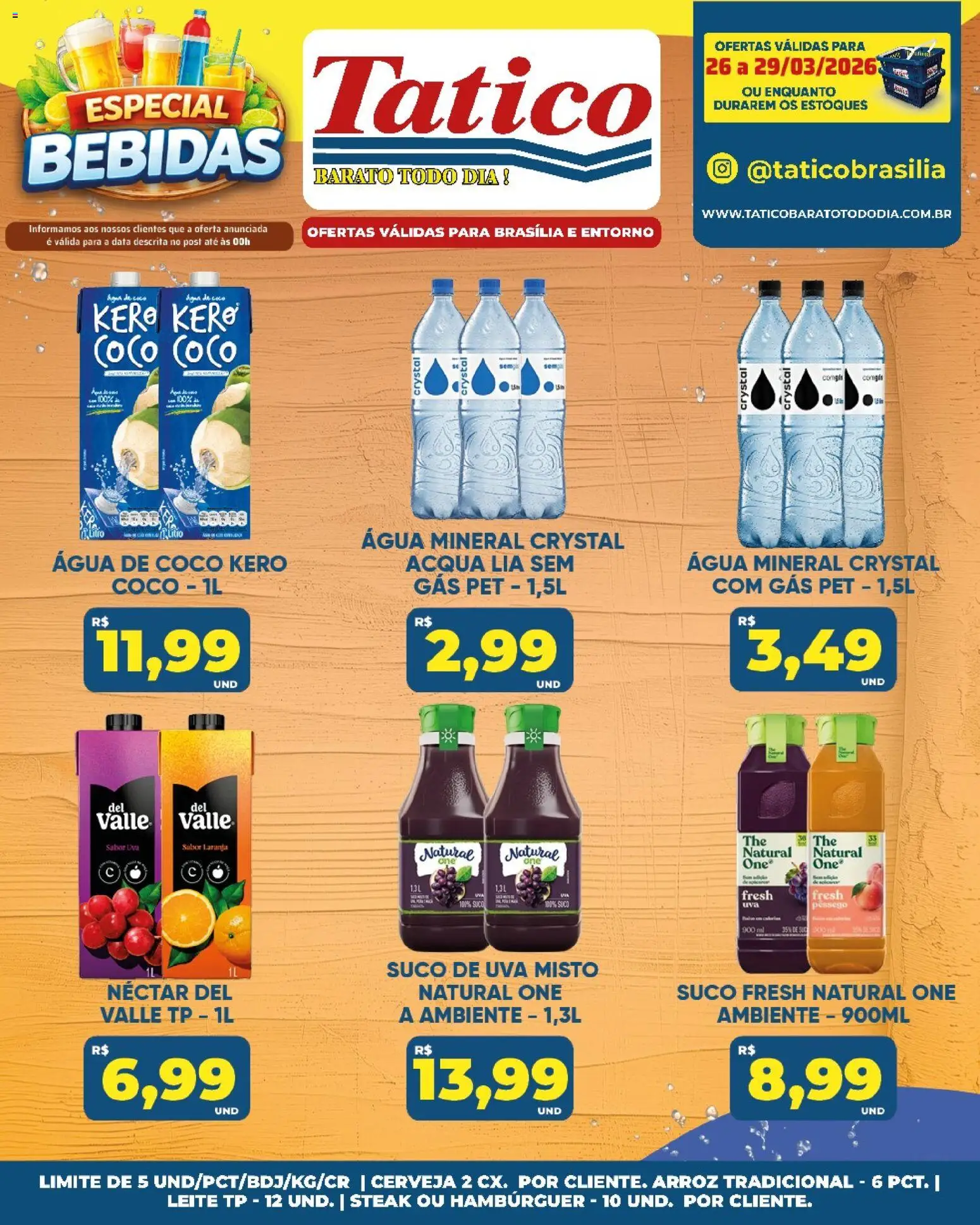 Tatico Folheto - válido de 26.03.2026 | Página: 4 | Produtos: Água de coco, Cerveja, Hambúrguer, Água mineral