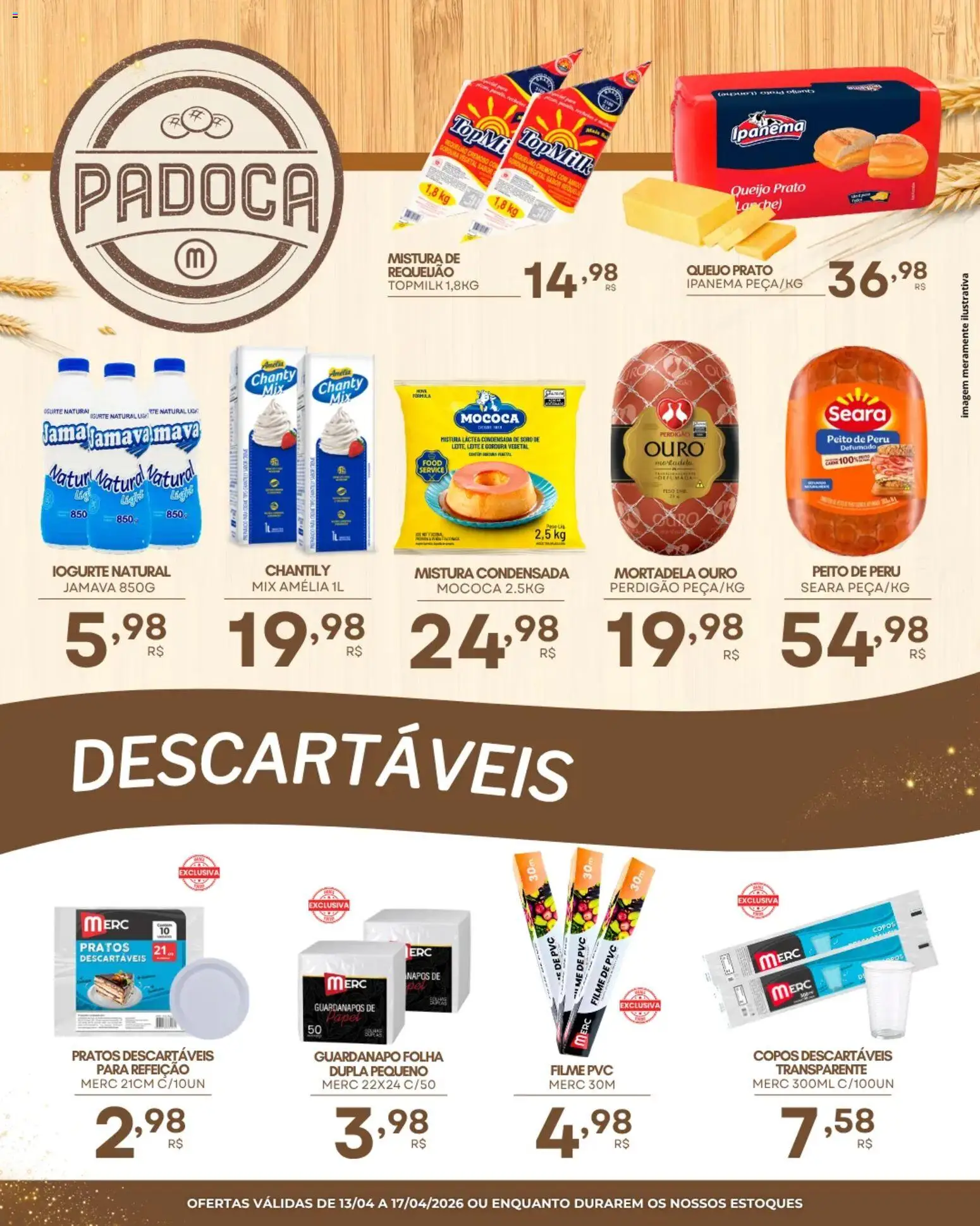 Mercadão Atacadista Folheto - válido de 13.04.2026 | Página: 3 | Produtos: Leite, Copos descartáveis, Chantily, Guardanapo