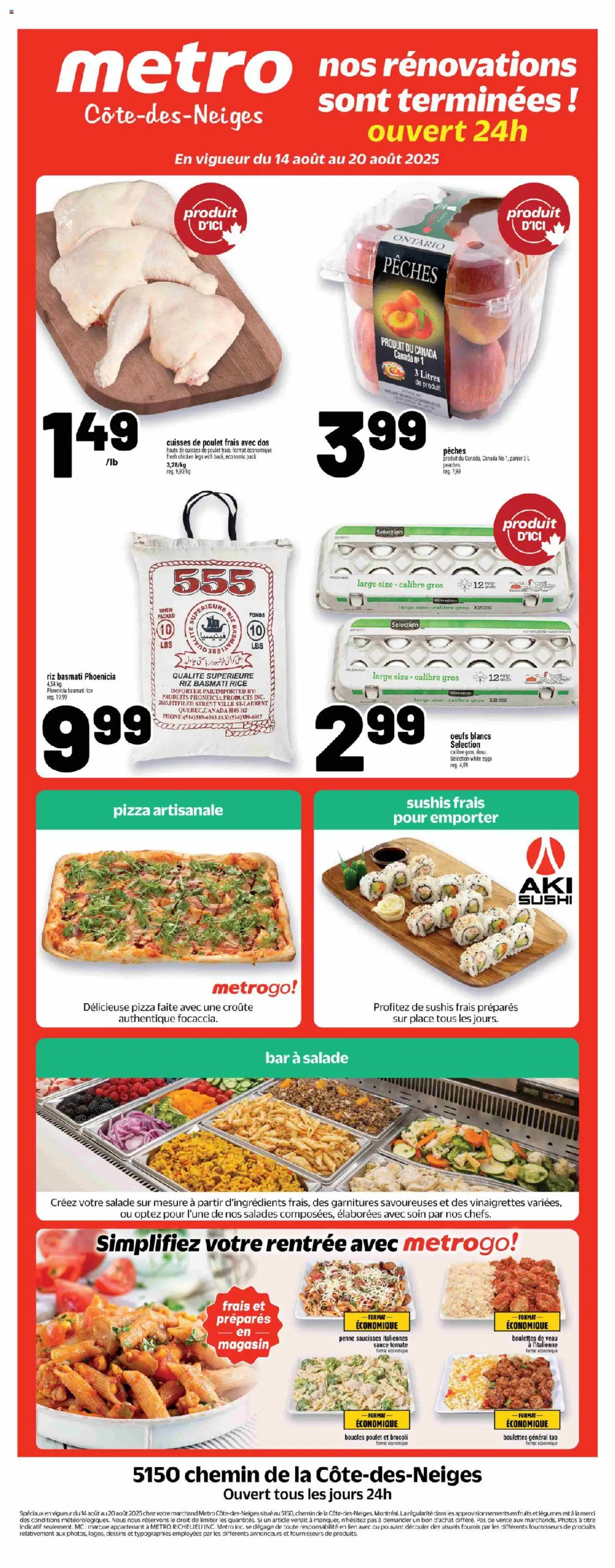Metro flyer valid from 14.08.2025 | Page: 1 | Products: Rice, Eggs, Pizza, Chicken