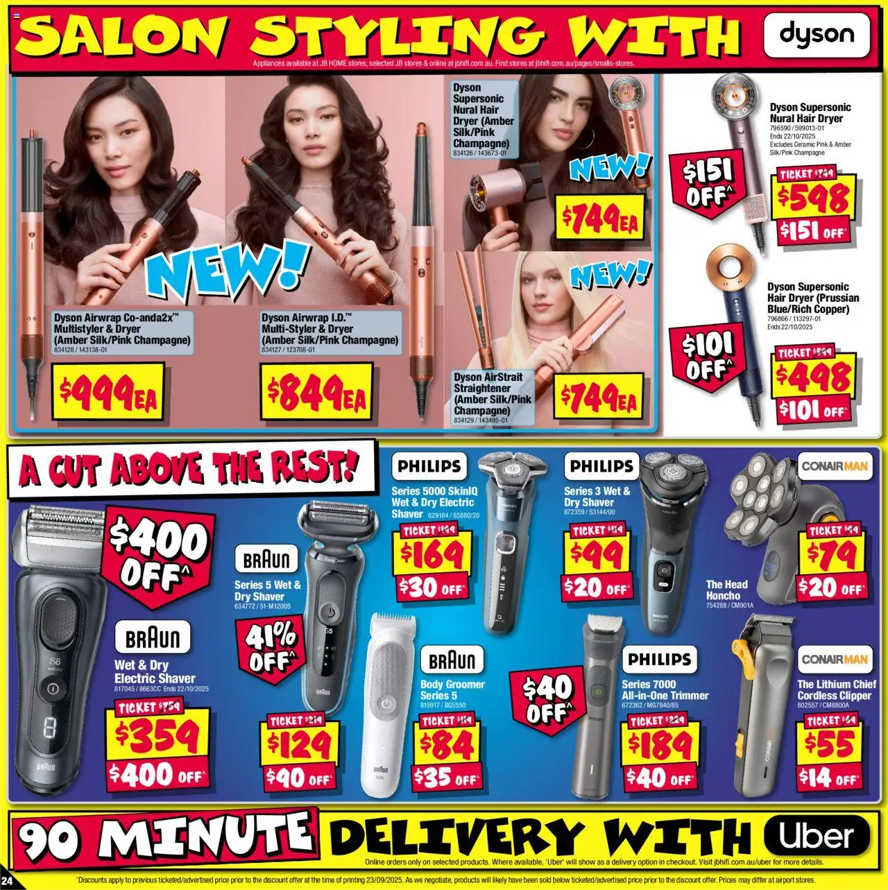 JB Hi-Fi catalogue - valid from 09.10.2025 | Page: 24 | Products: Dryer, Electric shaver, Hair dryer