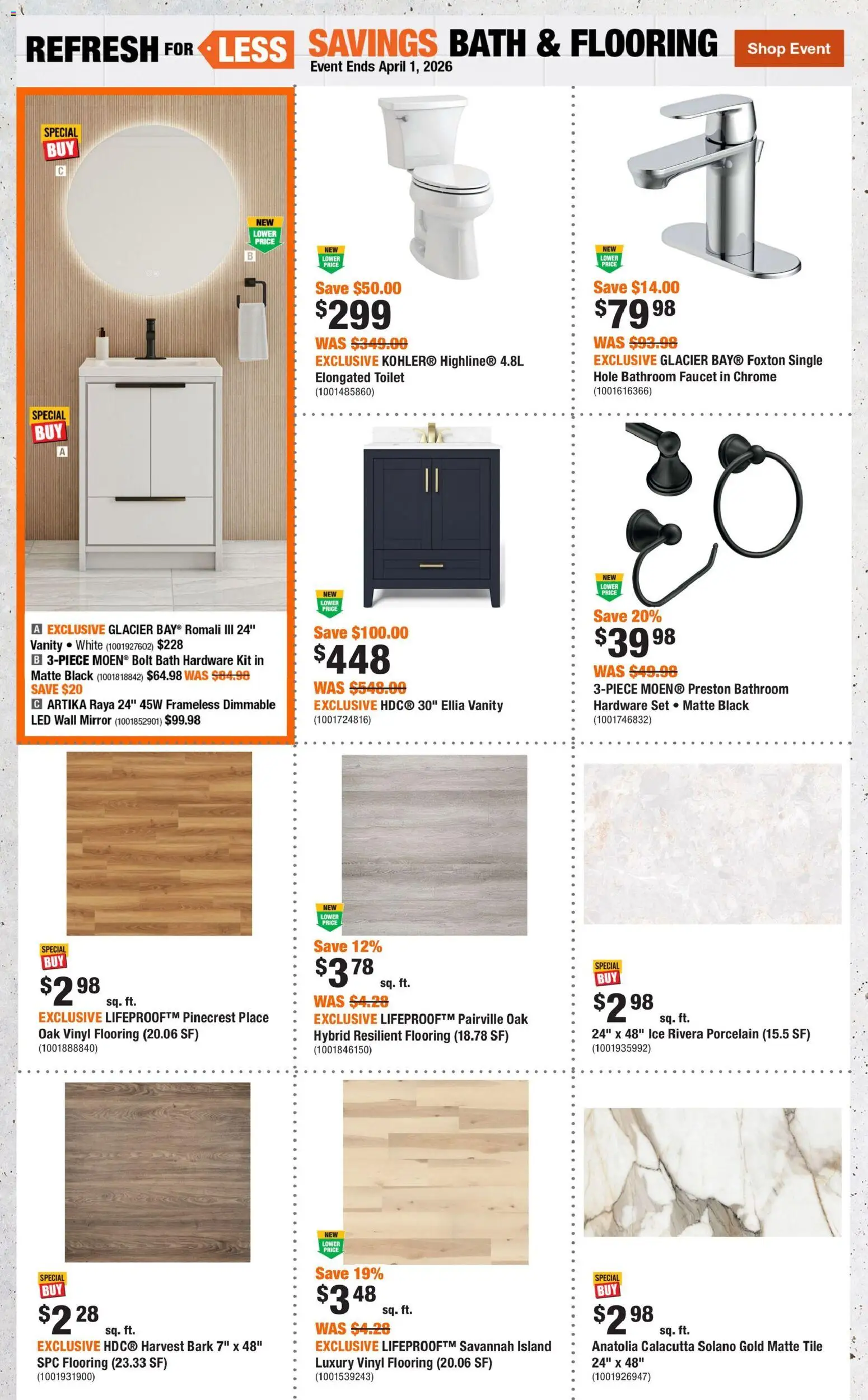 Home Depot flyer valid from 26.02.2026 | Page: 4 | Products: Bath, Mirror