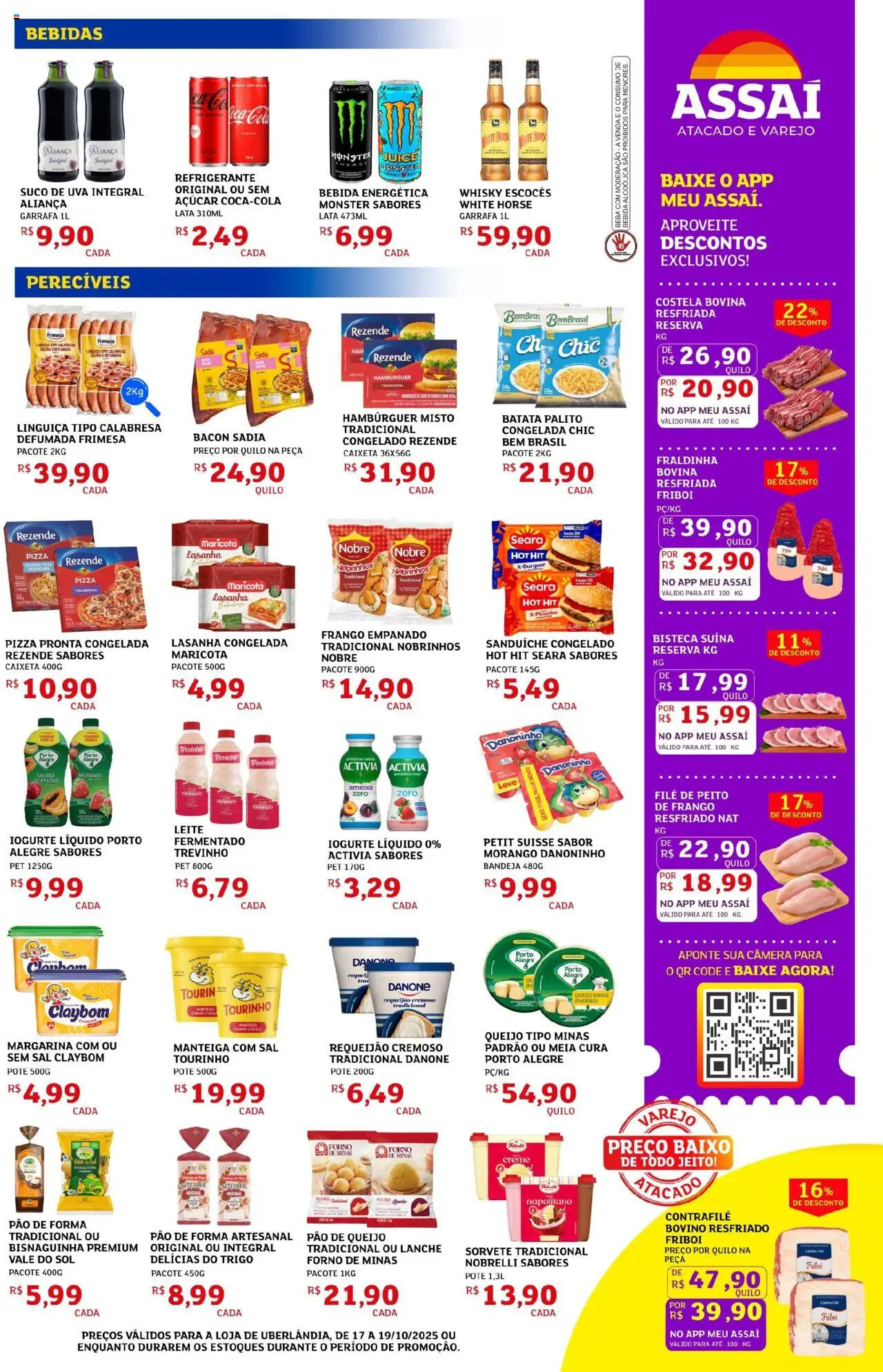 Assaí Atacadista Folheto - válido de 17.10.2025 | Página: 3 | Produtos: Manteiga, Iogurte, Sanduíche, Baixo