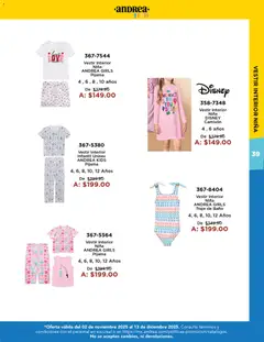 Vista previa de Andrea catálogo Precios Especiales, nuevo folleto de la tienda, válido en México a partir del 02.11.2025 | Página: 39 | Productos: Pijama, Traje, Baño, Camisón