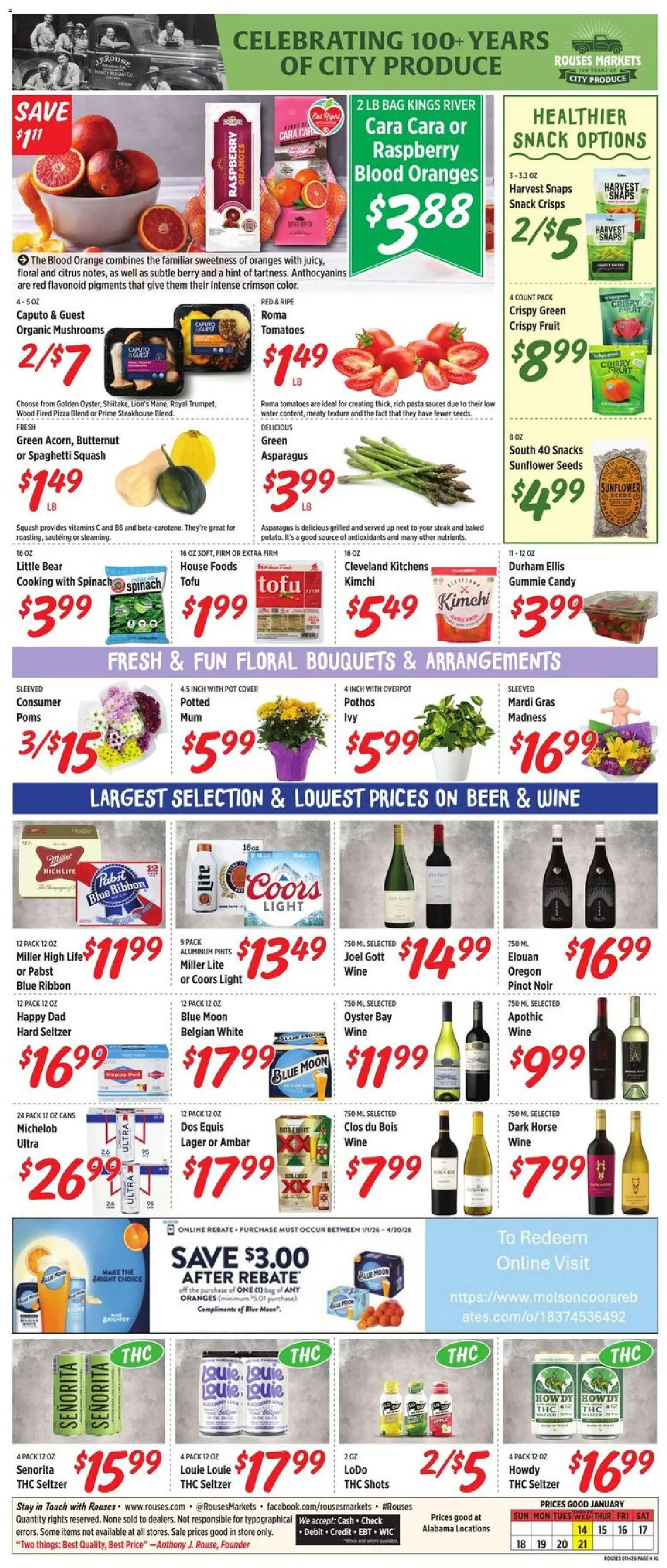 Rouses Weekly Ad - AL - valid from 14.01.2026 | Page: 8 | Products: Pizza, Wine, Tomatoes, Water