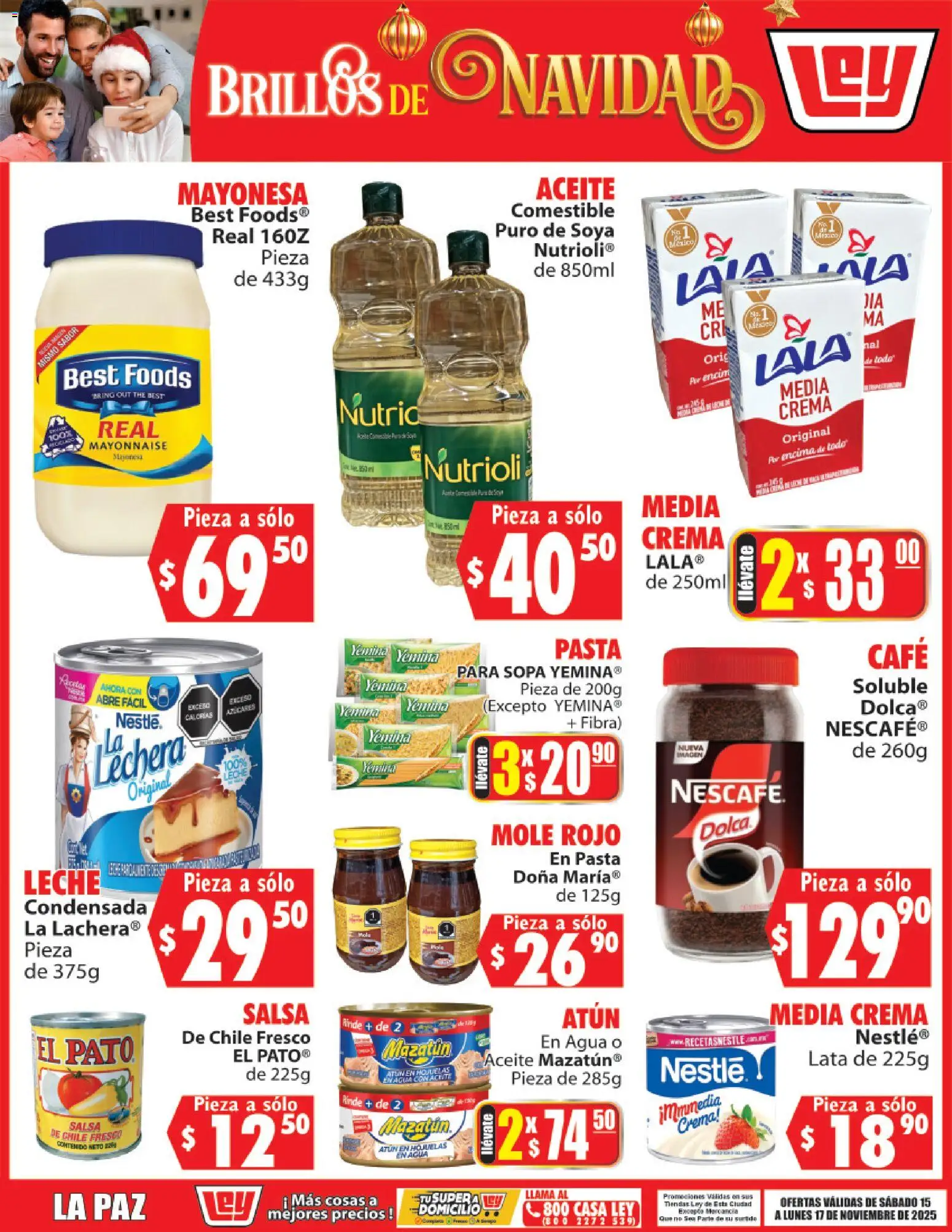 Nuevas ofertas de Casa Ley válidas en toda la República Mexicana desde el 15.11.2025. ¡Encuentra las mejores ofertas en Casa Ley folleto Brillos de Navidad! | Página: 1 | Productos: Crema, Agua, Pasta, Hojuelas