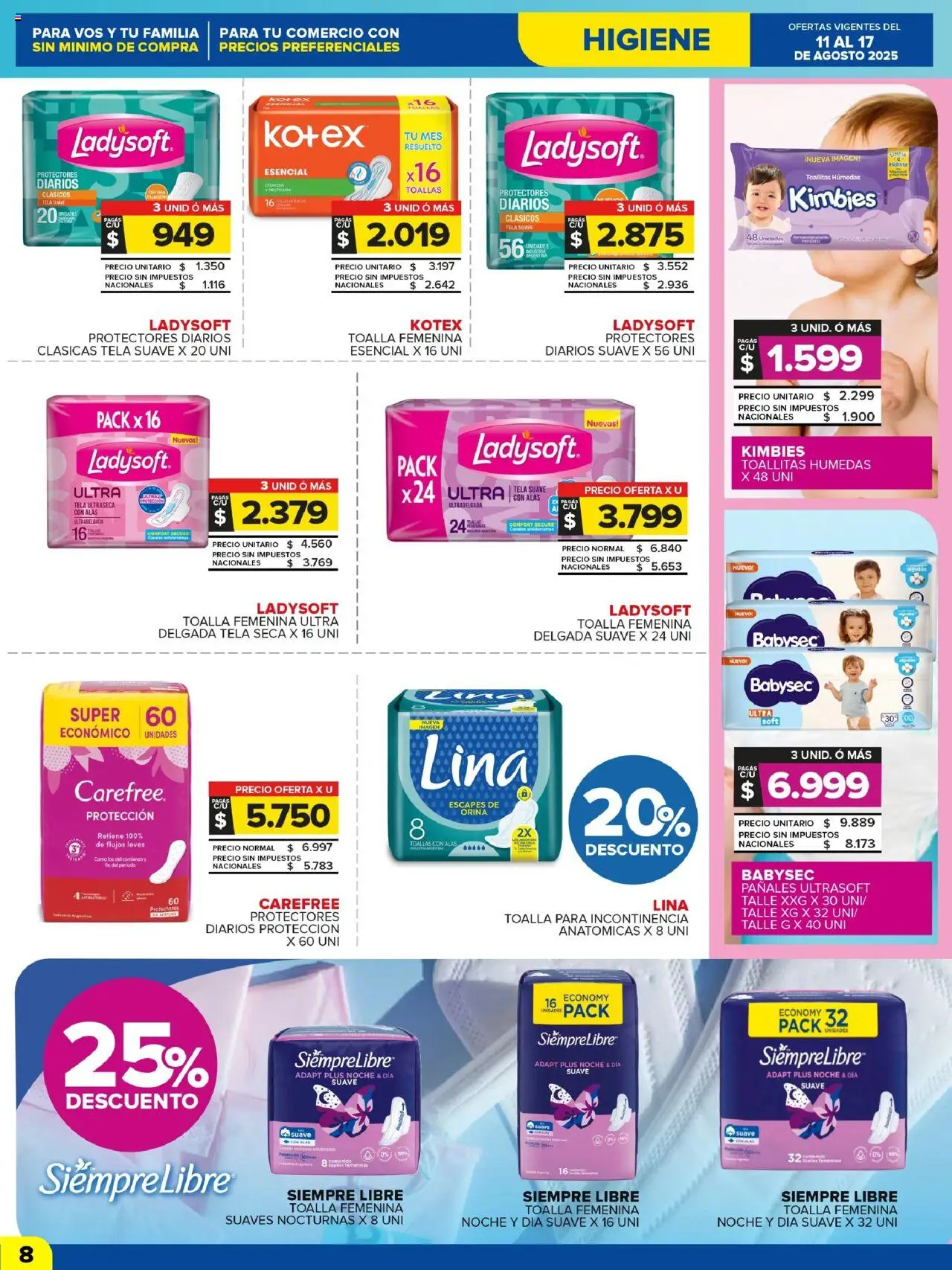Carrefour Maxi catálogo │ válido desde el 11.08.2025 | Página: 8 | Productos: Toalla, Algodón, Toallas, Protectores diarios