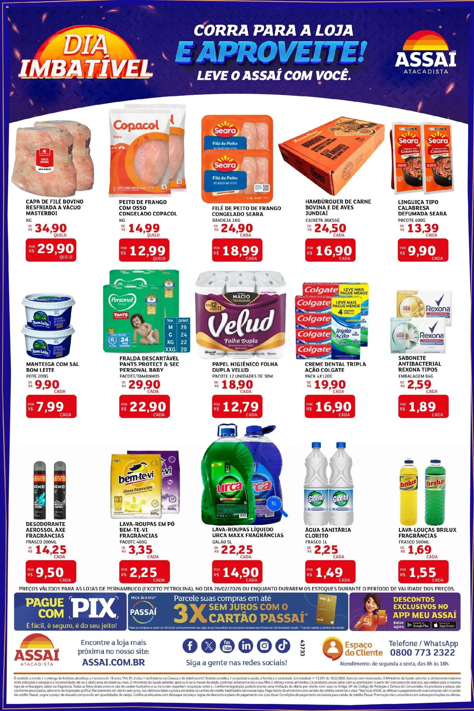 Assaí Atacadista Folheto - válido de 26.02.2026 | Página: 2 | Produtos: Pó, Leite, Base, Água sanitária