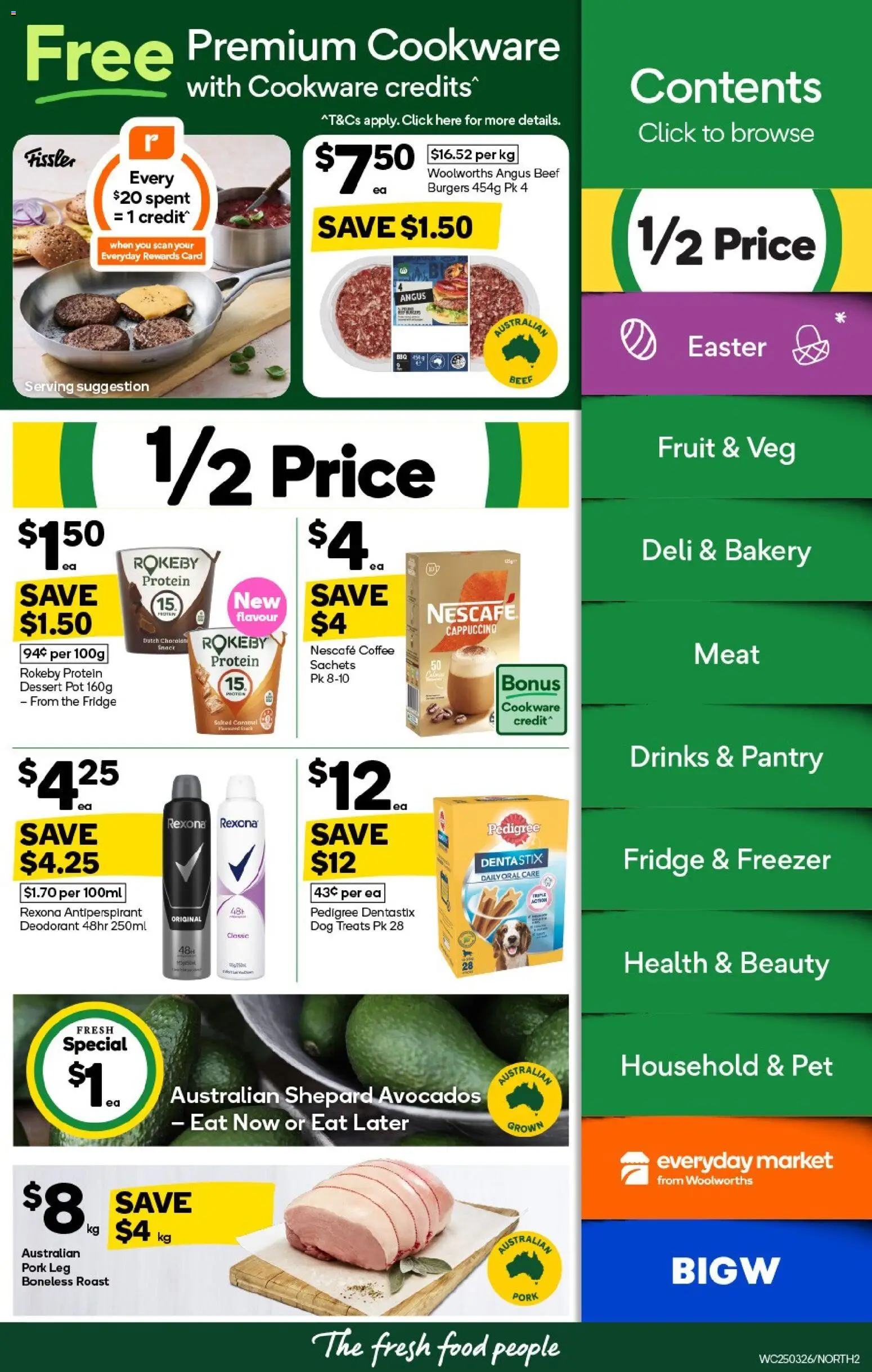 Woolworths catalogue - valid from 25.03.2026 | Page: 2 | Products: Chocolate, Beef, Nescafe, Bakery