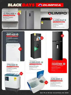 Olímpica - Black Friday -  Vista previa de la revista de la tienda Olímpica valido desde el 19.11.2025 | Página: 11 | Productos: Congelador, Lavadora, Top, Nevera