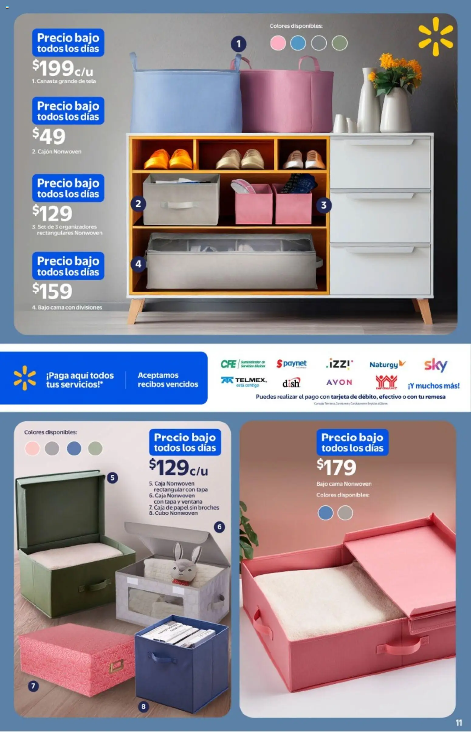 Nuevas ofertas de Walmart válidas en toda la República Mexicana desde el 26.12.2025. ¡Encuentra las mejores ofertas en Walmart catálogo La paz de un hogar limpio y ordenado ! | Página: 11 | Productos: Cama, Caja, Canasta