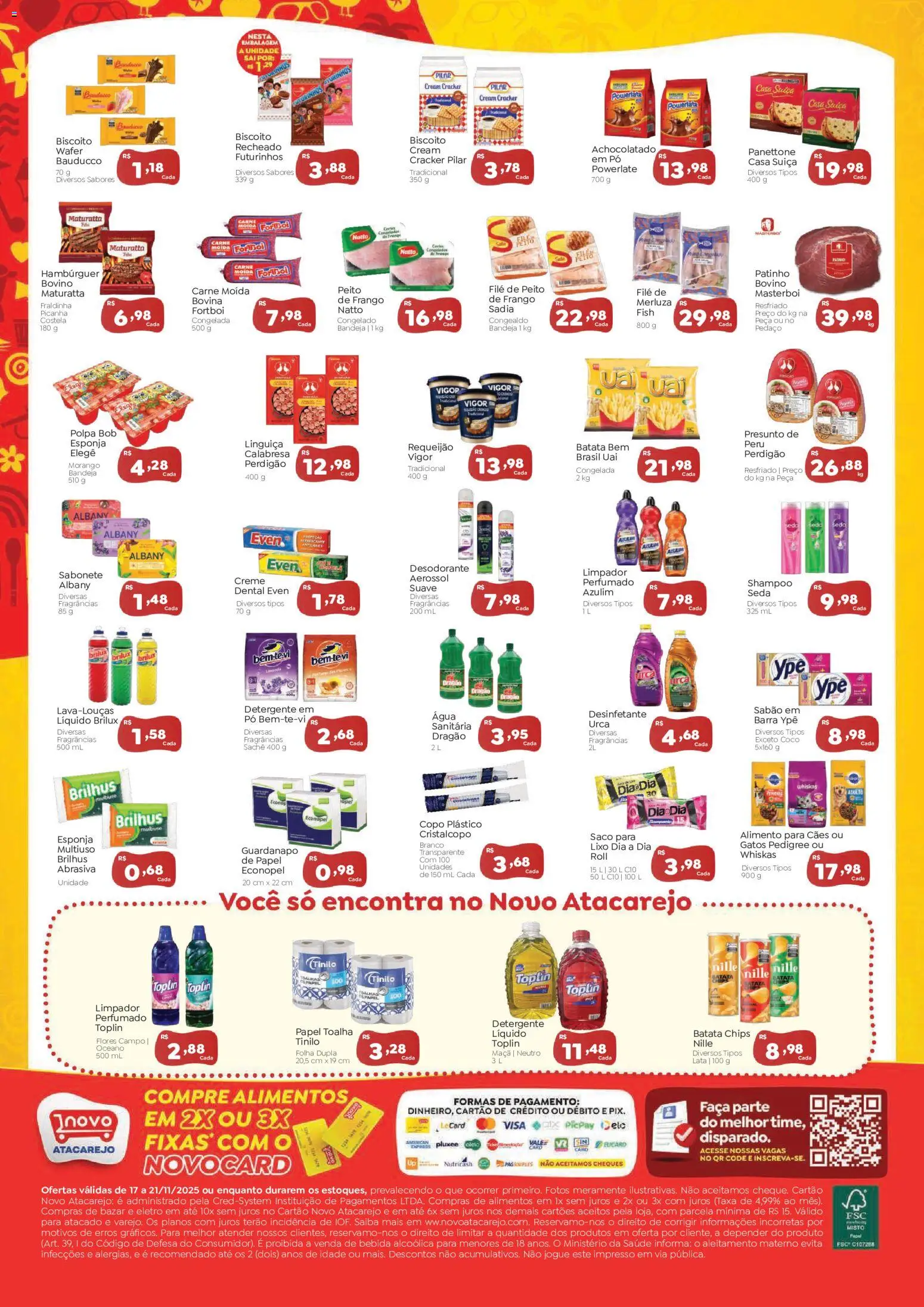 Novo Atacarejo Folheto - válido de 17.11.2025 | Página: 2 | Produtos: Azulim, Fraldinha, Creme, Bandeja