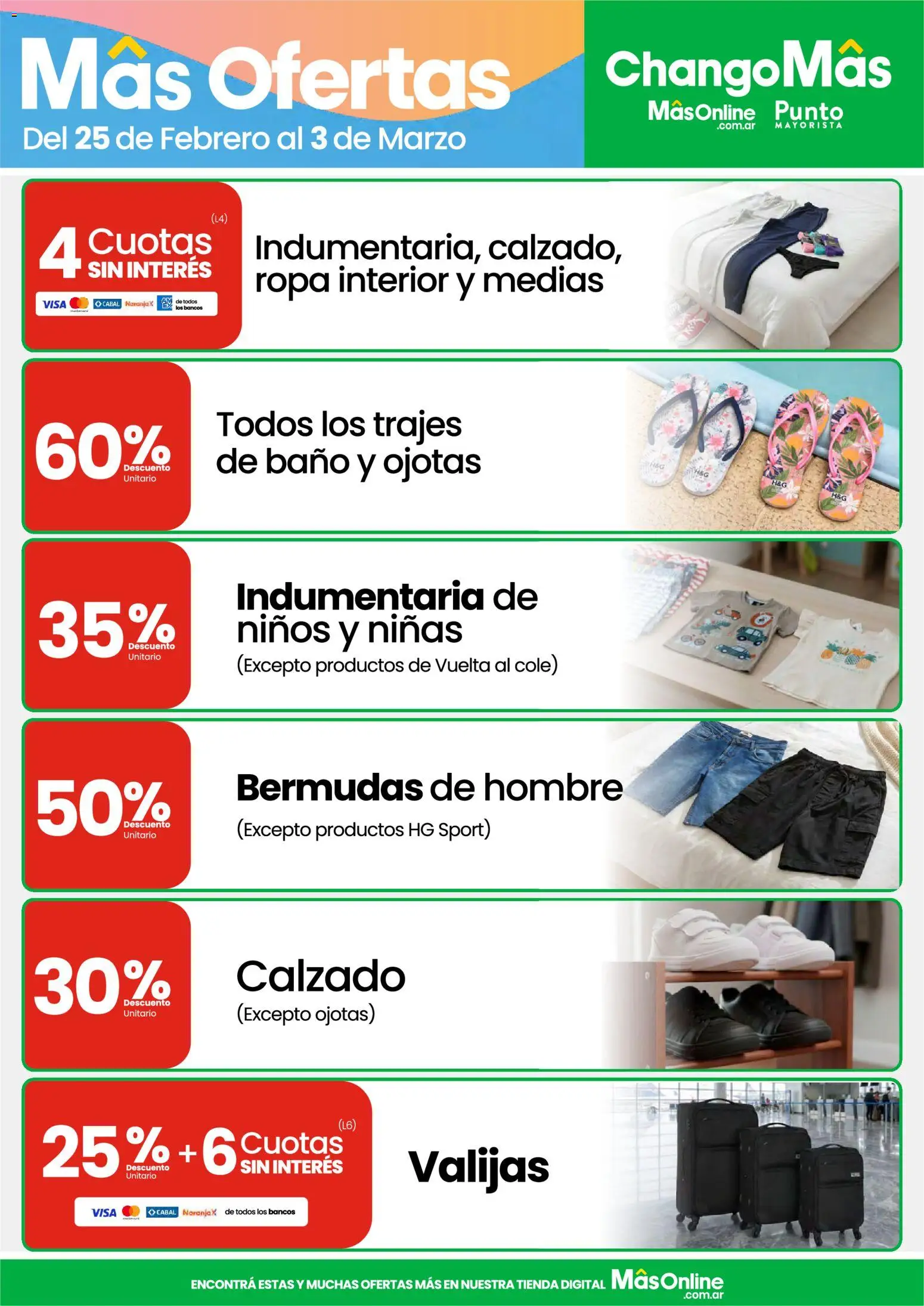 Changomas ofertas │ válido desde el 25.02.2026 | Página: 12 | Productos: Ojotas, Ropa, Bermudas, Medias
