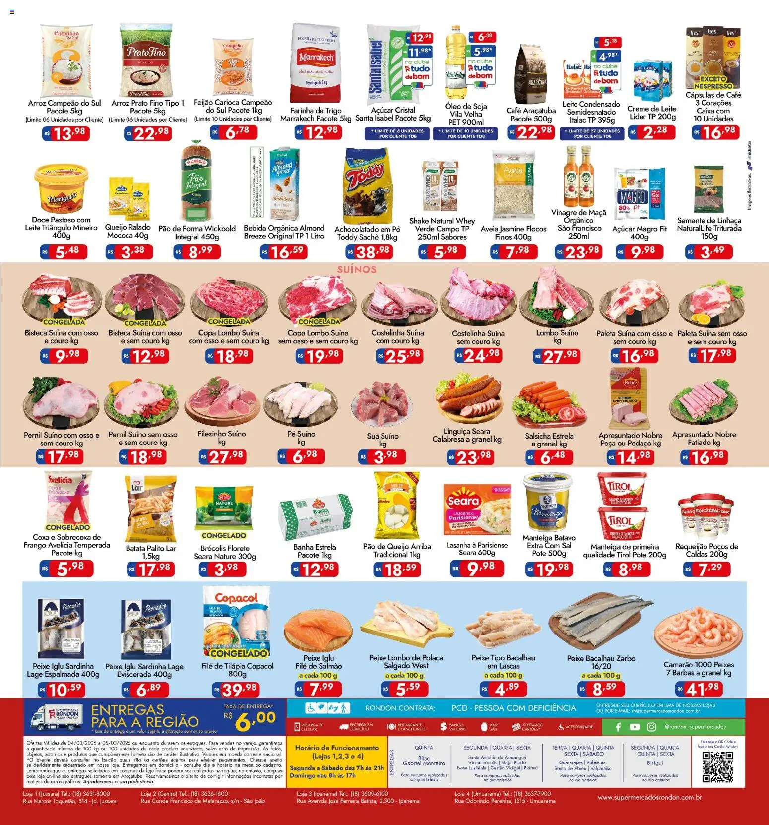 Supermercados Rondon Folheto - válido de 04.03.2026 | Página: 2 | Produtos: Pó, Linguiça, Manteiga, Brócolis