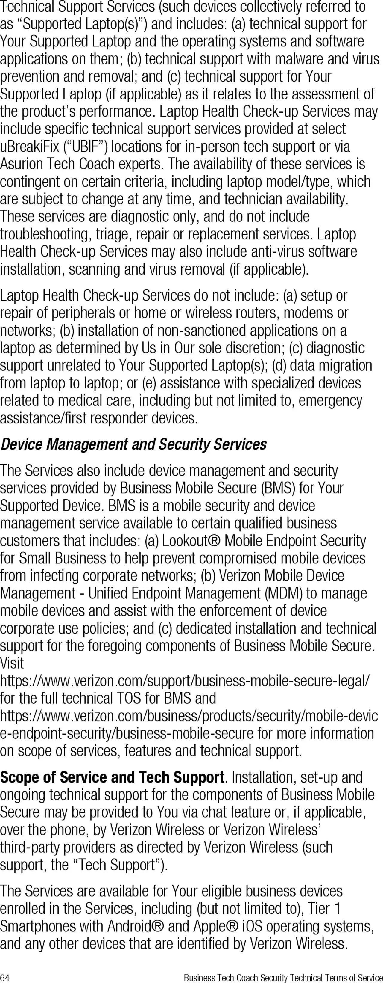 Verizon - Total Mobile Protection for Business and Multi-Devices for Business - valid from 13.03.2025 | Page: 64 | Products: Laptop