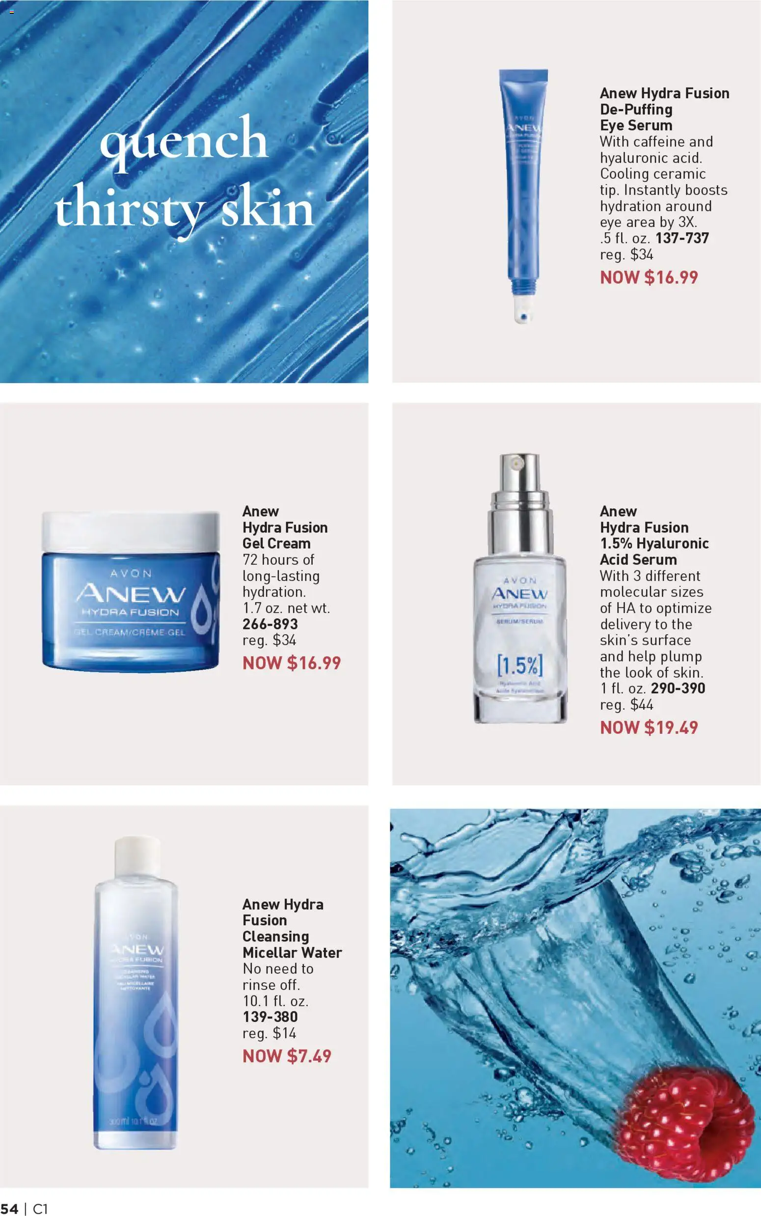 Avon Brochure - valid from 31.12.2025 | Page: 54 | Products: Fusion, Eye Serum, Micellar water, Water
