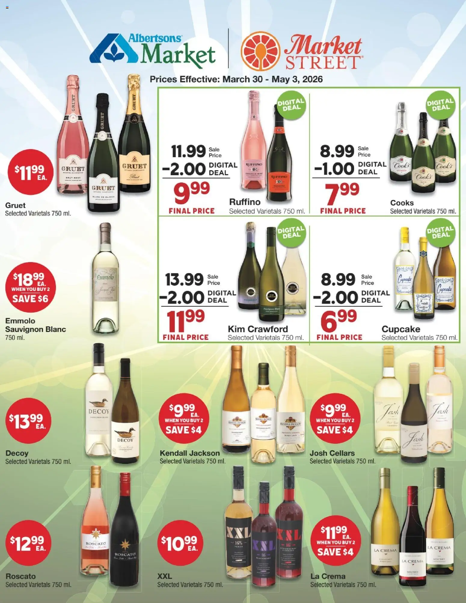 United Supermarkets Alcohol Ad - valid from 30.03.2026 | Page: 1 | Products: Cupcake, Speaker