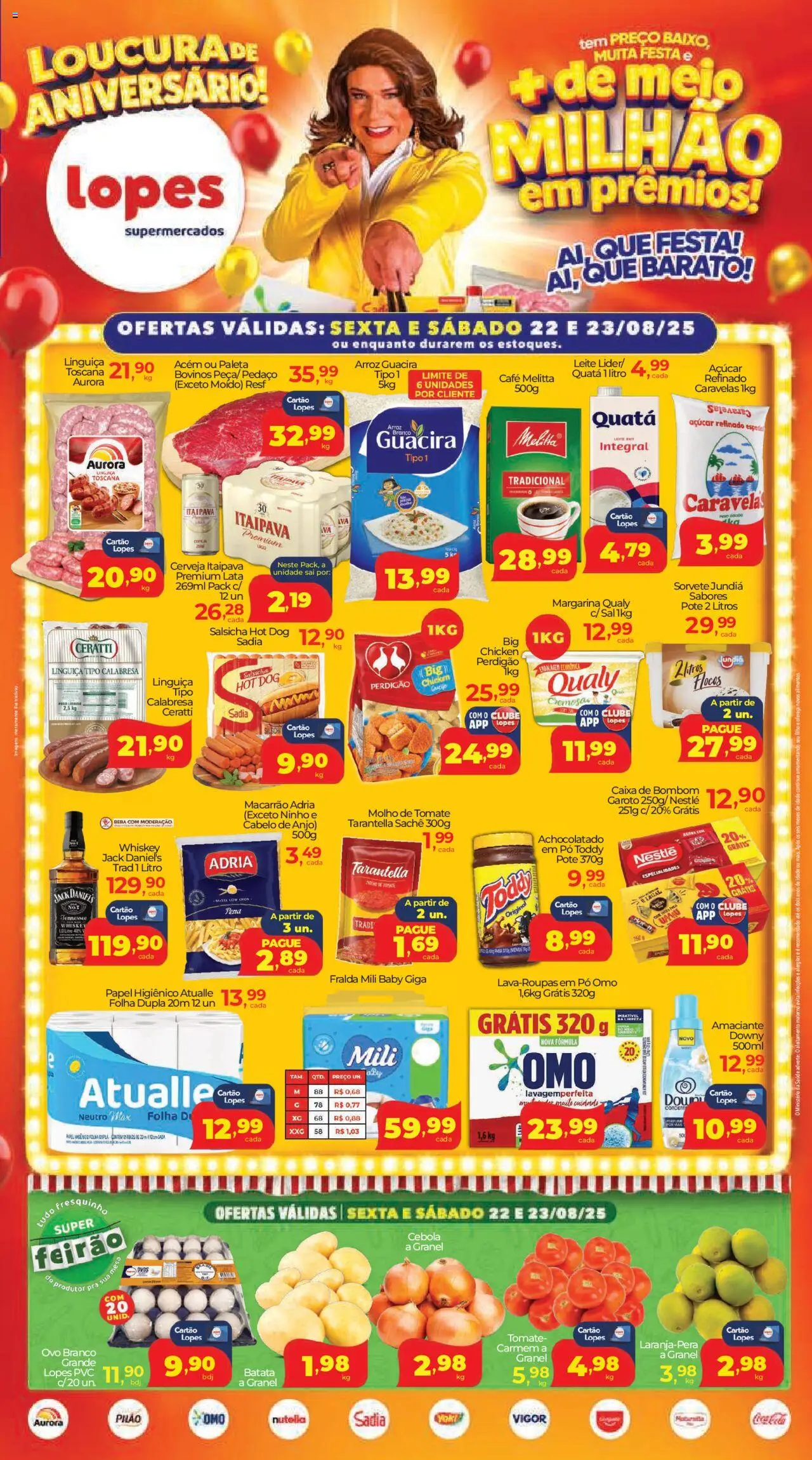 Lopes Supermercados Folheto - válido de 22.08.2025 | Página: 1 | Produtos: Perfume, Pó, Batata, Papel higiênico