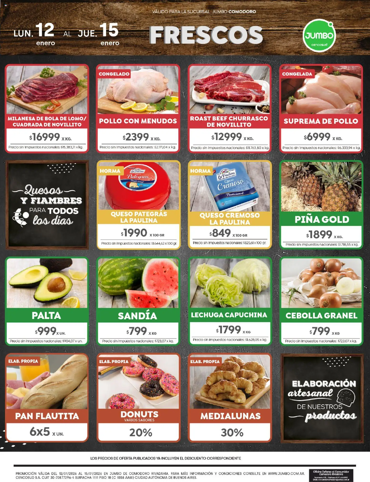 Jumbo - Ofertas | Comodoro │ válido desde el 12.01.2026 | Página: 1 | Productos: Teléfono, Palta, Queso, Pan