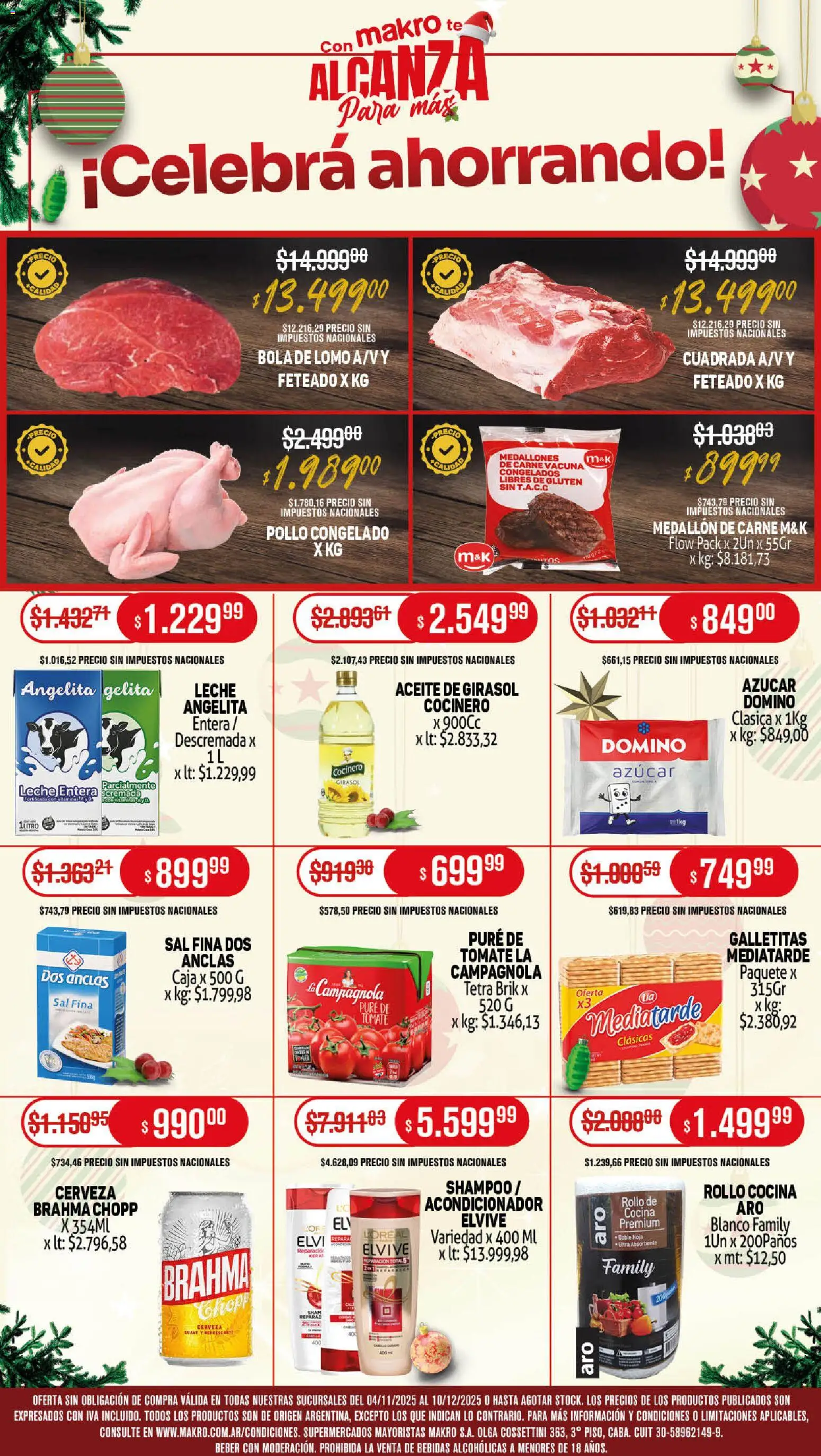 Makro ofertas │ válido desde el 04.11.2025 | Página: 1 | Productos: Galletitas, Pollo, Aceite, Tomate
