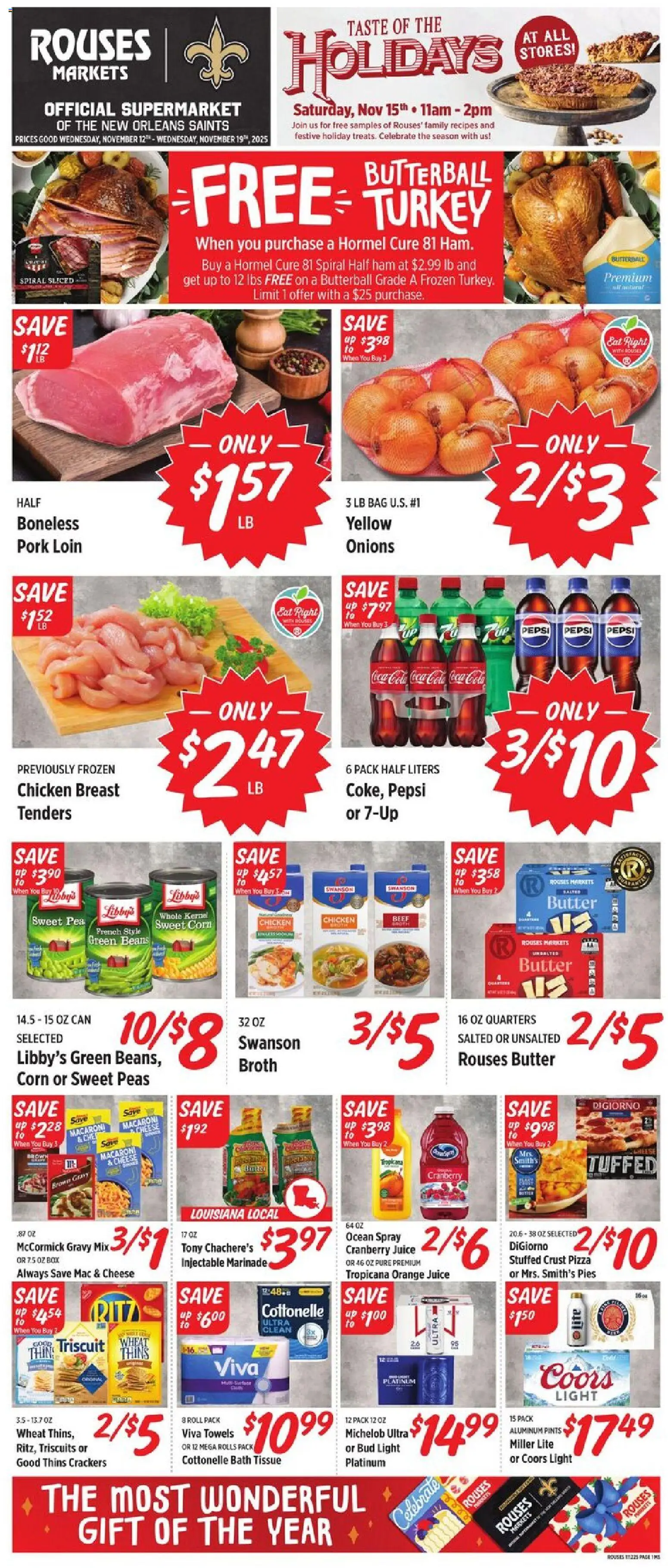 Rouses Weekly Ad - MS - valid from 12.11.2025 | Page: 1 | Products: Corn, Box, Cheese, Bag