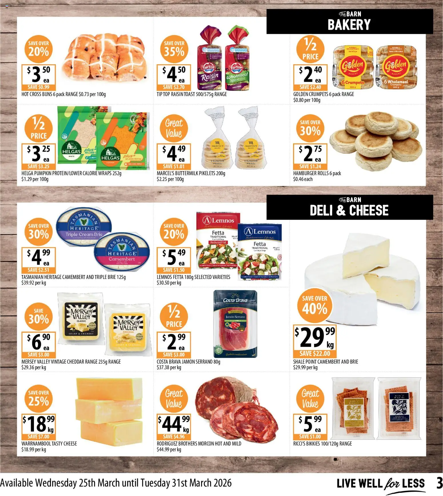 Supabarn catalogue - valid from 25.03.2026 | Page: 3 | Products: Crumpets, Cheese, Pumpkin, Bakery