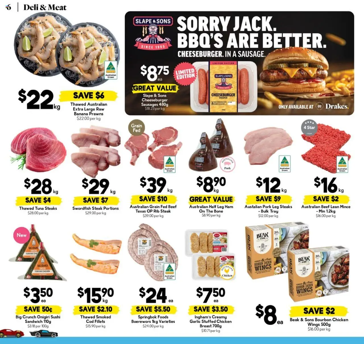 Drakes catalogue - valid from 15.10.2025 | Page: 6 | Products: Beef, Prawns, Steak, Sausage