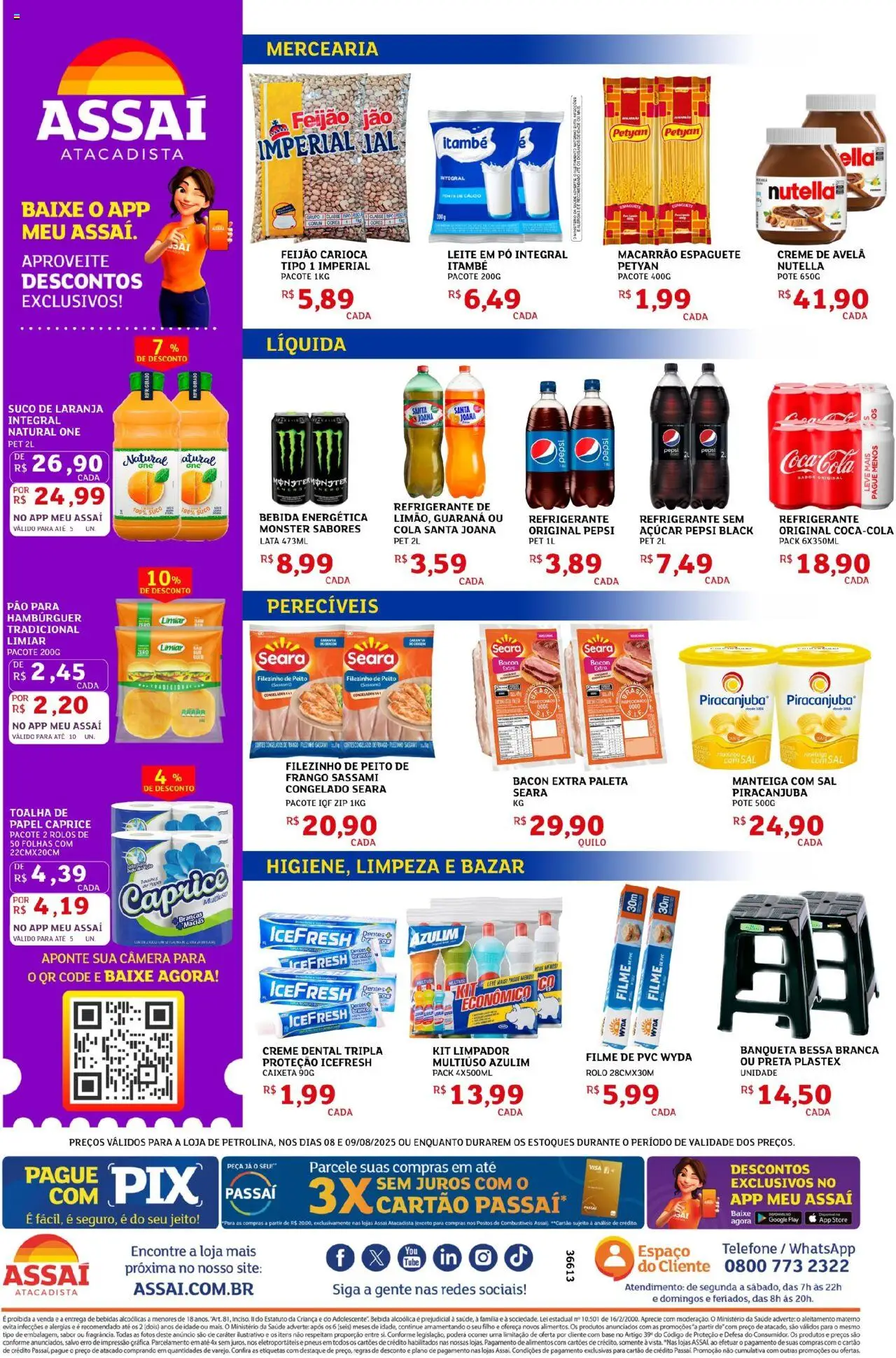 Assaí Atacadista Folheto - válido de 08.08.2025 | Página: 2 | Produtos: Leite, Manteiga, Suco, Creme