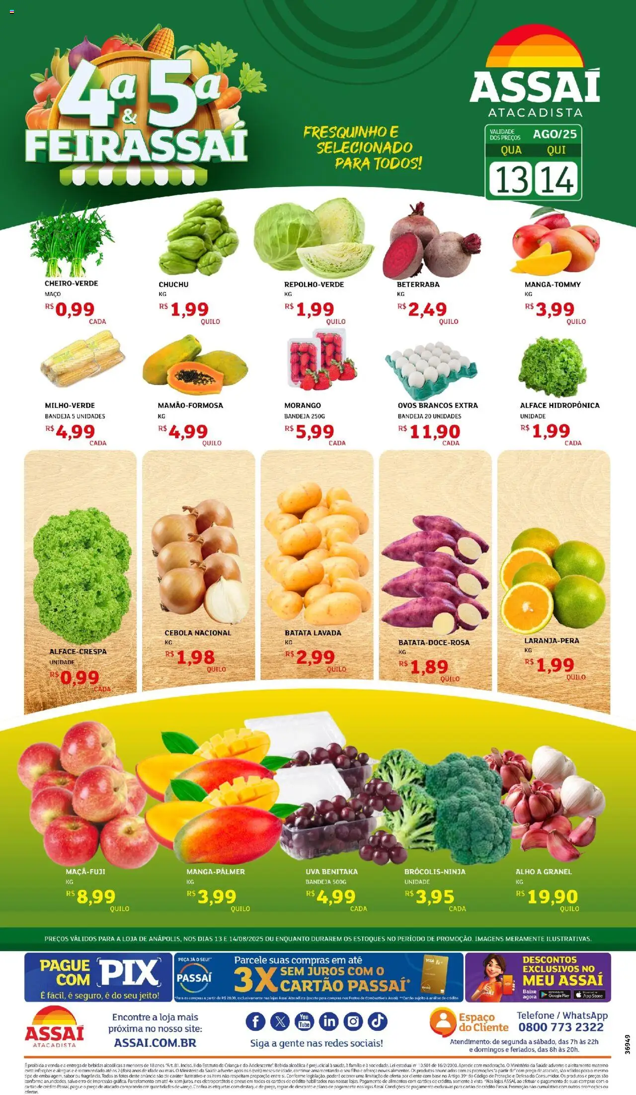 Assaí Atacadista Folheto - válido de 14.08.2025 | Página: 1 | Produtos: Chuchu, Ovos, Pneus, Base