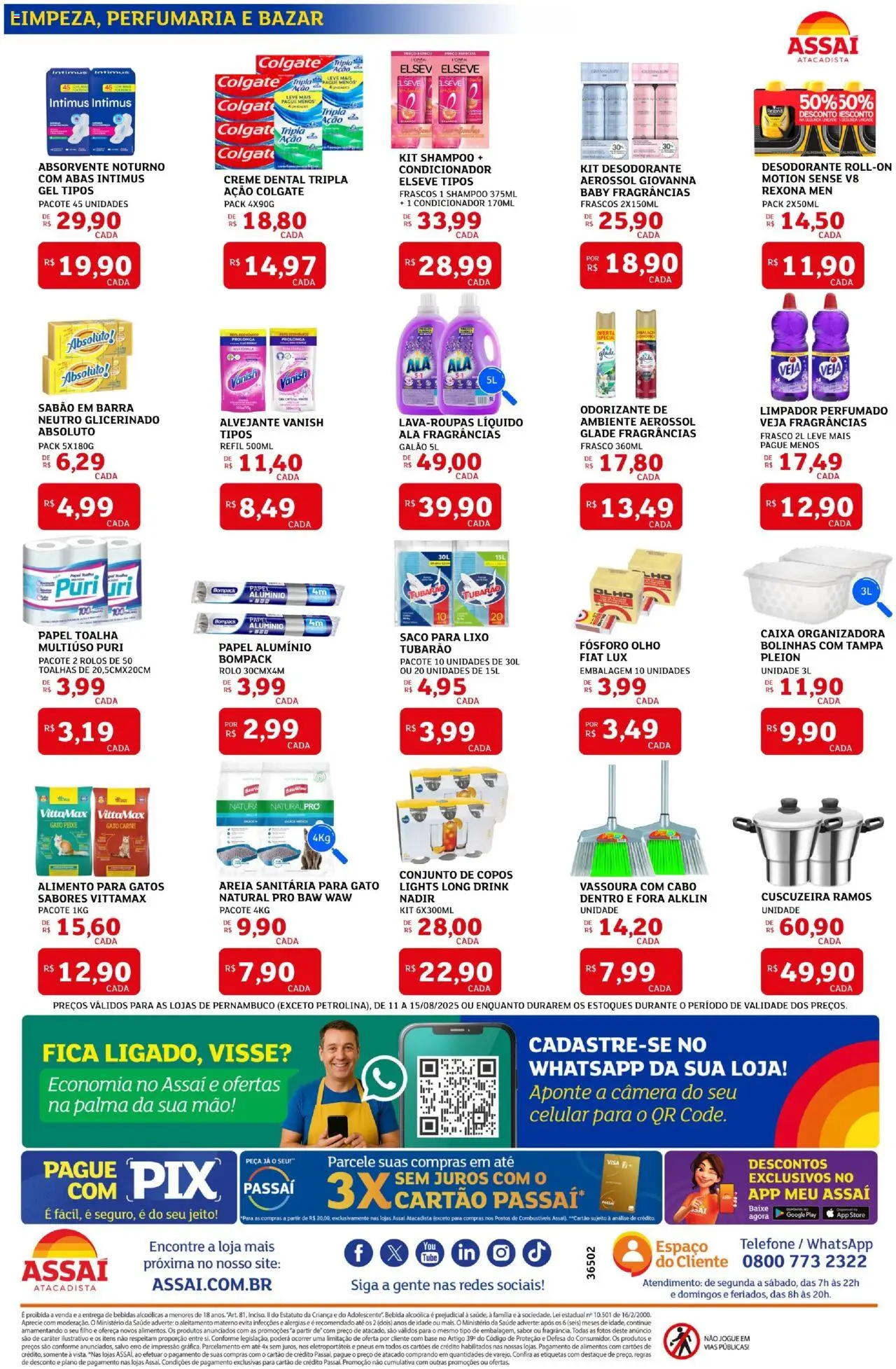 Assaí Atacadista Folheto - válido de 11.08.2025 | Página: 4 | Produtos: Rexona, Bebida, Telefone, Copos