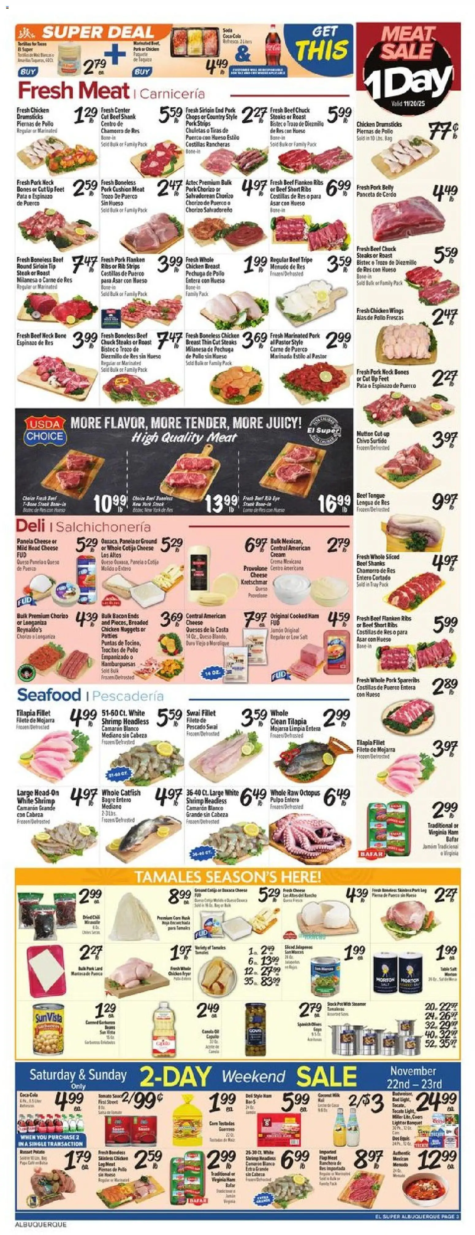 El Super Weekly Ad - NM - valid from 19.11.2025 | Page: 3 | Products: Ham, Pork, Beef, Cushion