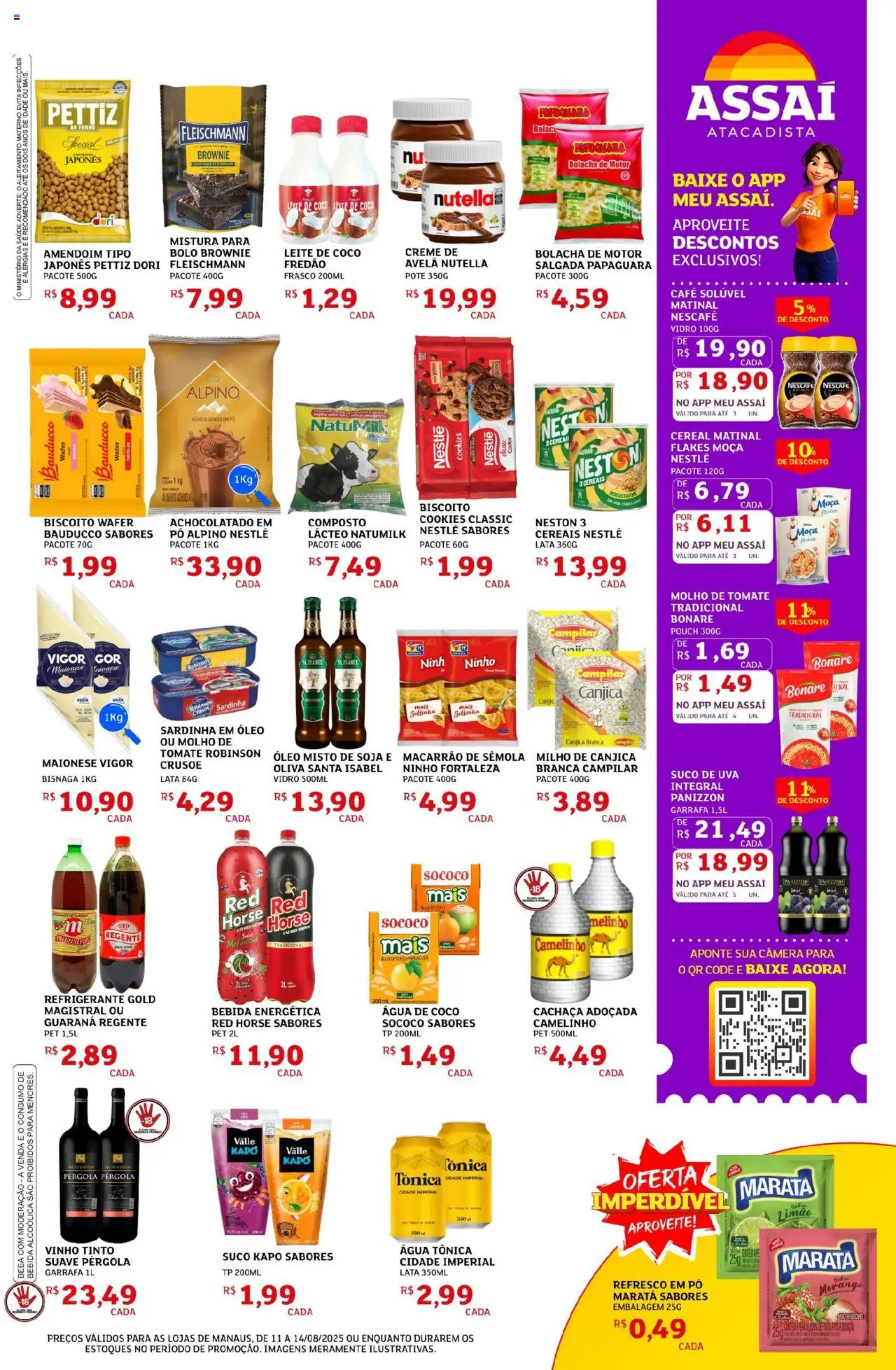 Assaí Atacadista Folheto - válido de 11.08.2025 | Página: 3 | Produtos: Água tônica, Suco, Vinho, Café solúvel