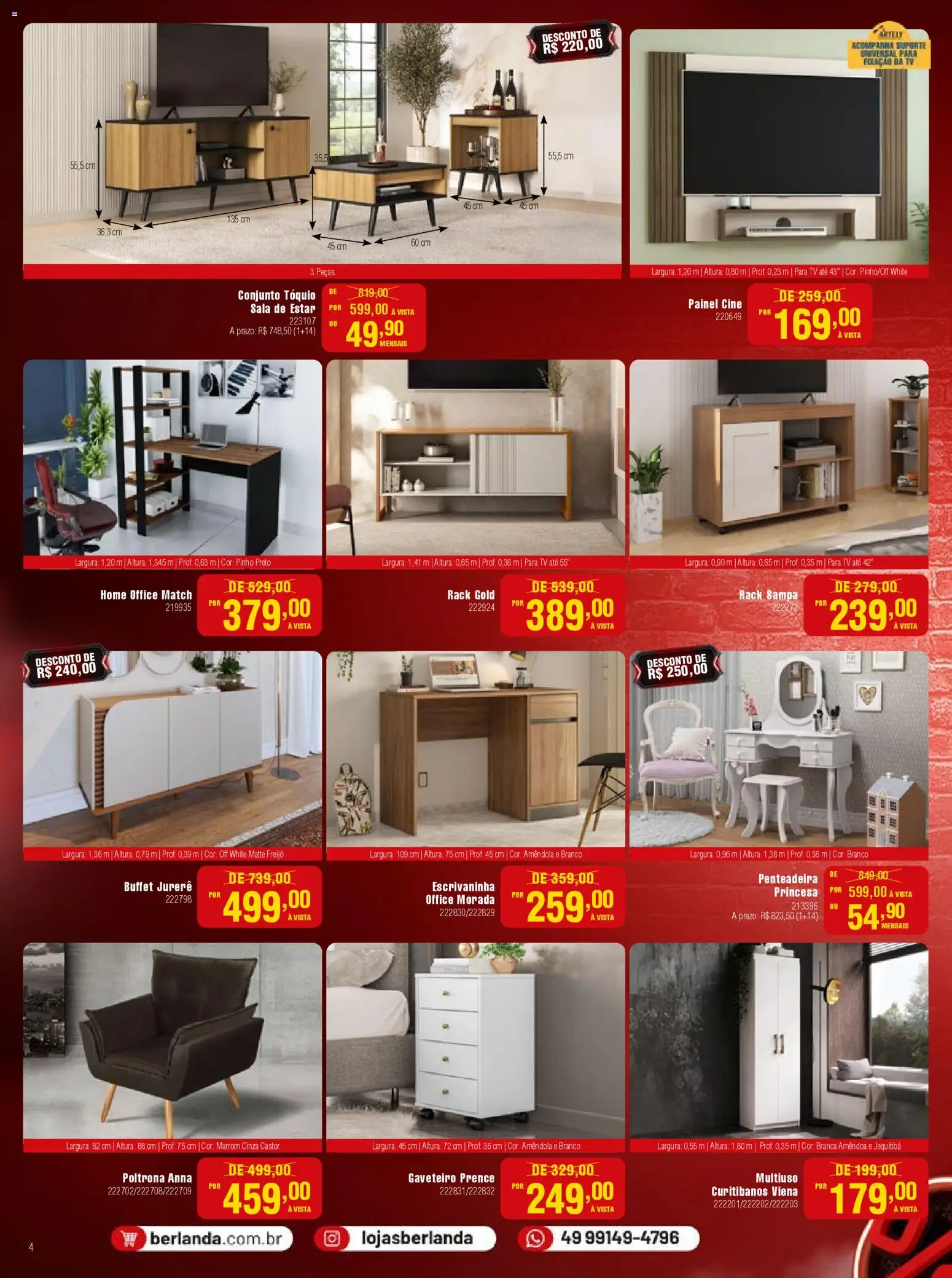 Berlanda Folheto - válido de 17.11.2025 | Página: 4 | Produtos: Gaveteiro, Poltrona, Escrivaninha, Rack