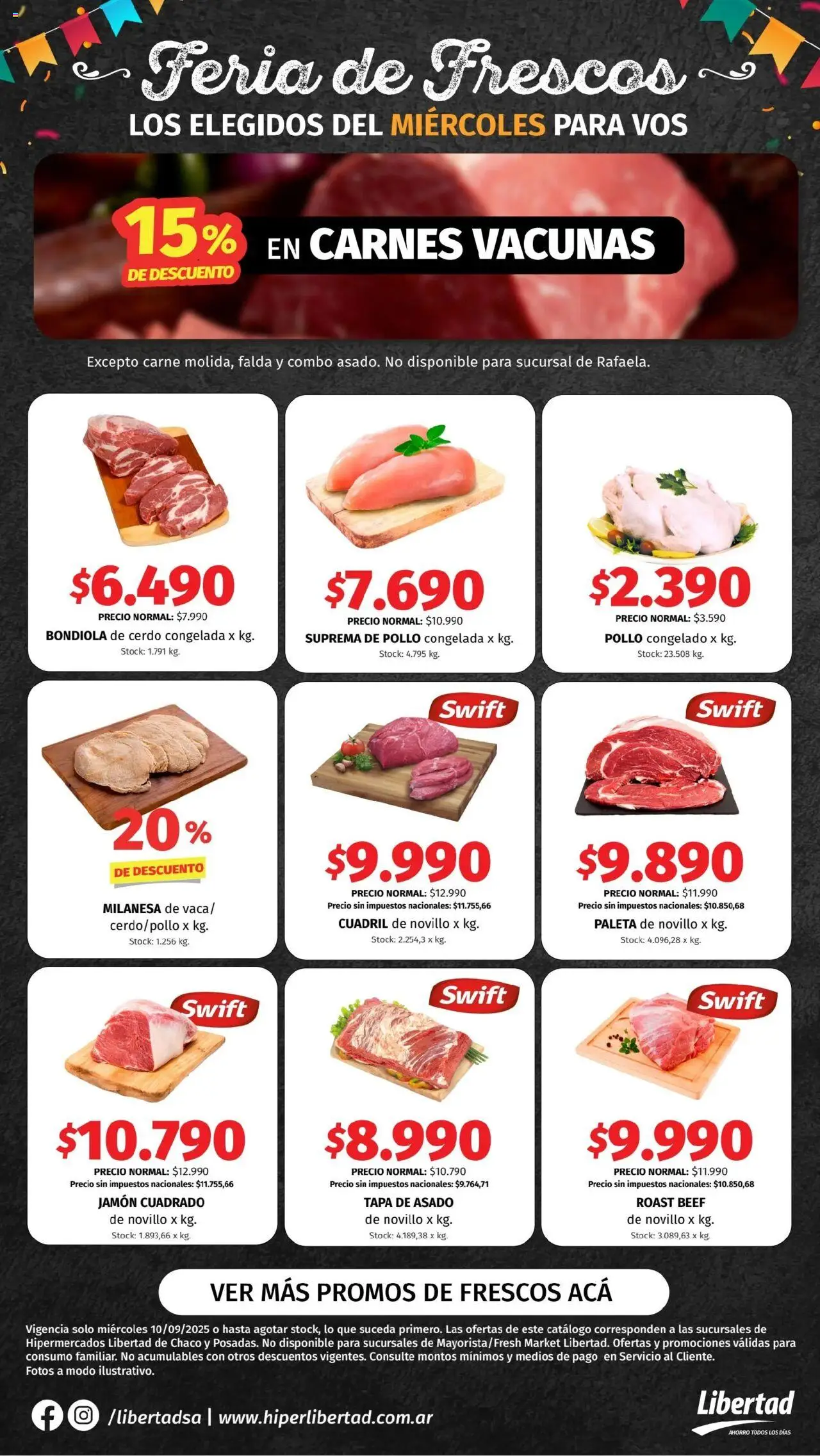 Hipermercado Libertad - Feria de Frescos - NEA │ válido desde el 10.09.2025 | Página: 2 | Productos: Falda, Pollo, Milanesa, Paleta