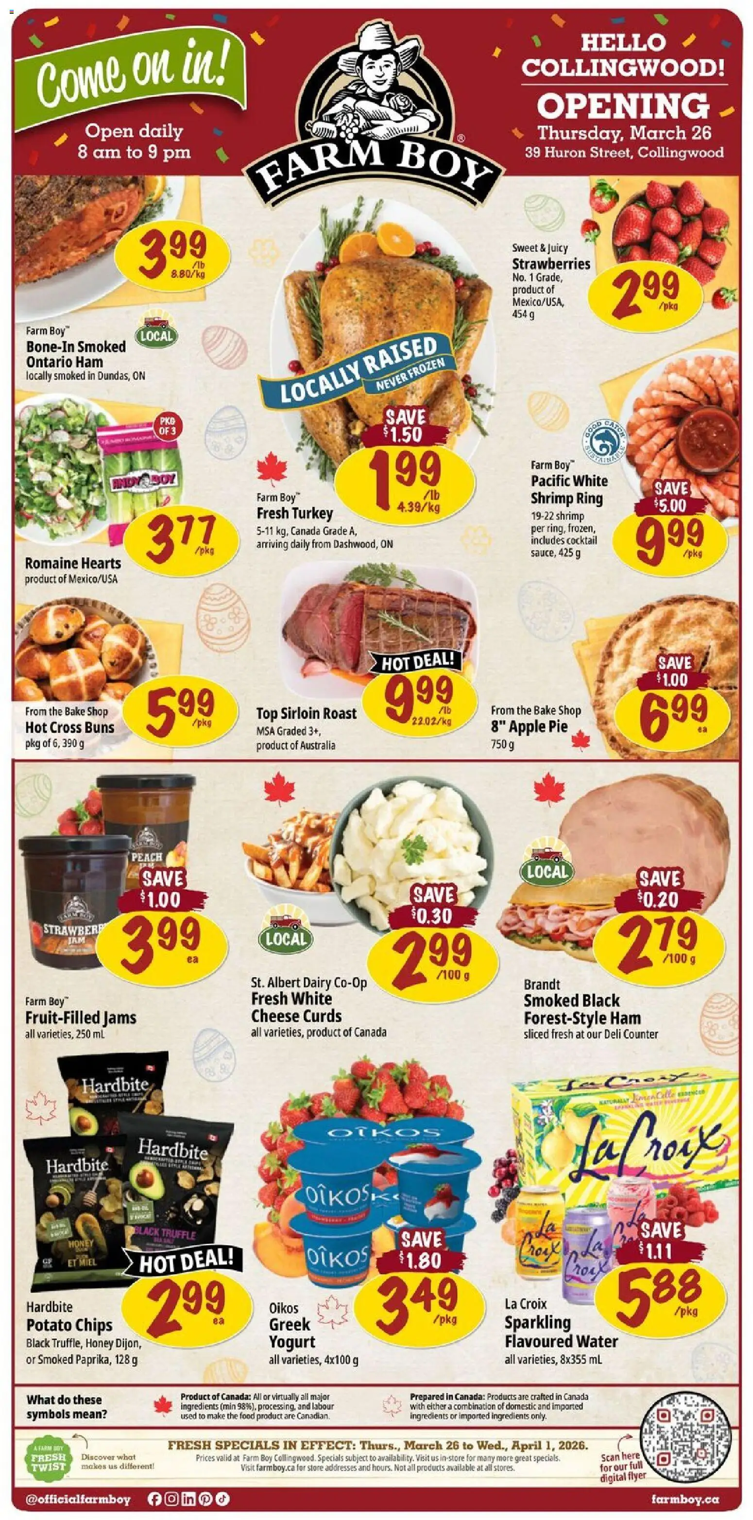 Farm Boy flyer valid from 26.03.2026 | Page: 1 | Products: Chips, Turkey, Cheese, Yogurt